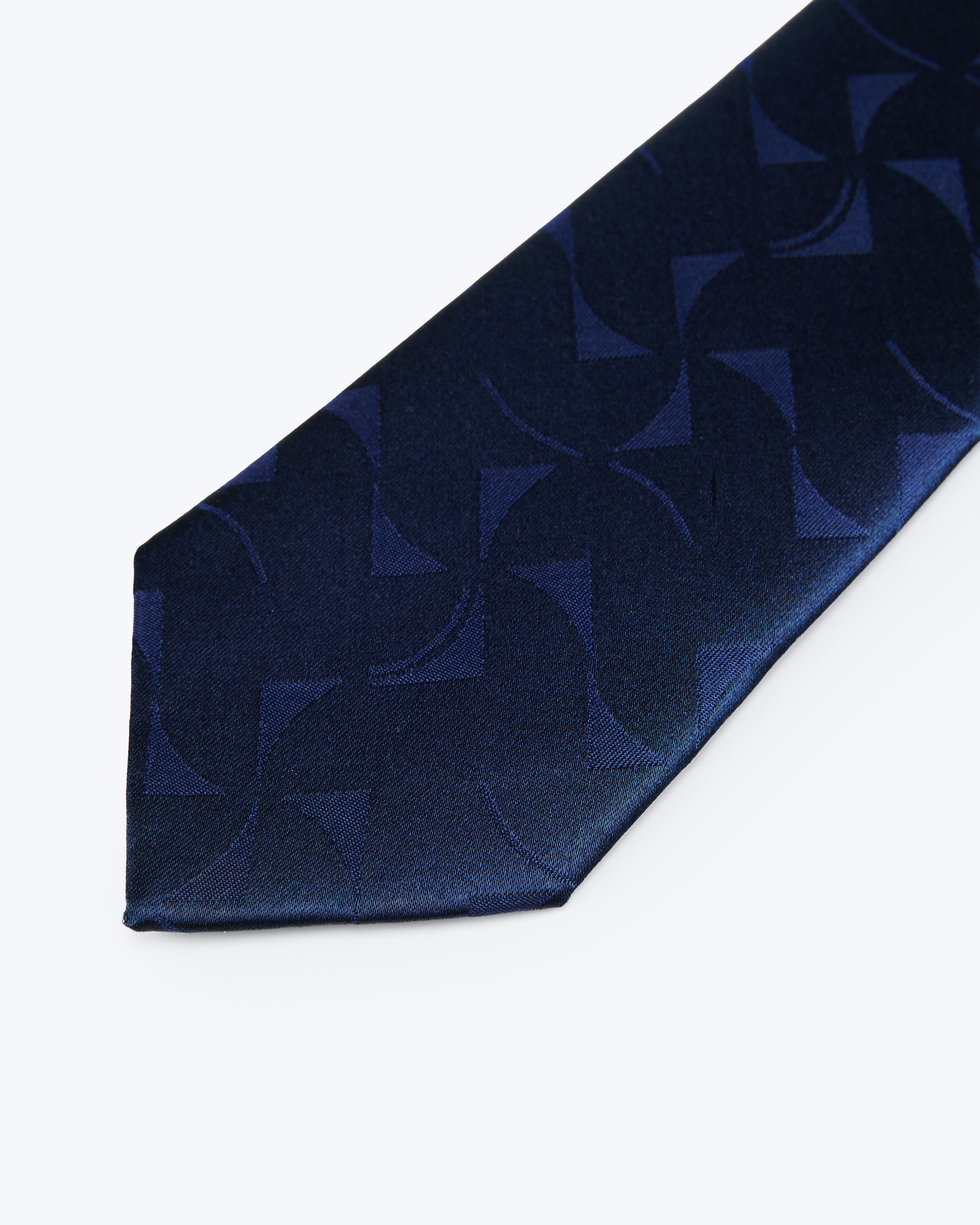 Pinwheel Silk Jacquard Tie - Deep Blue
