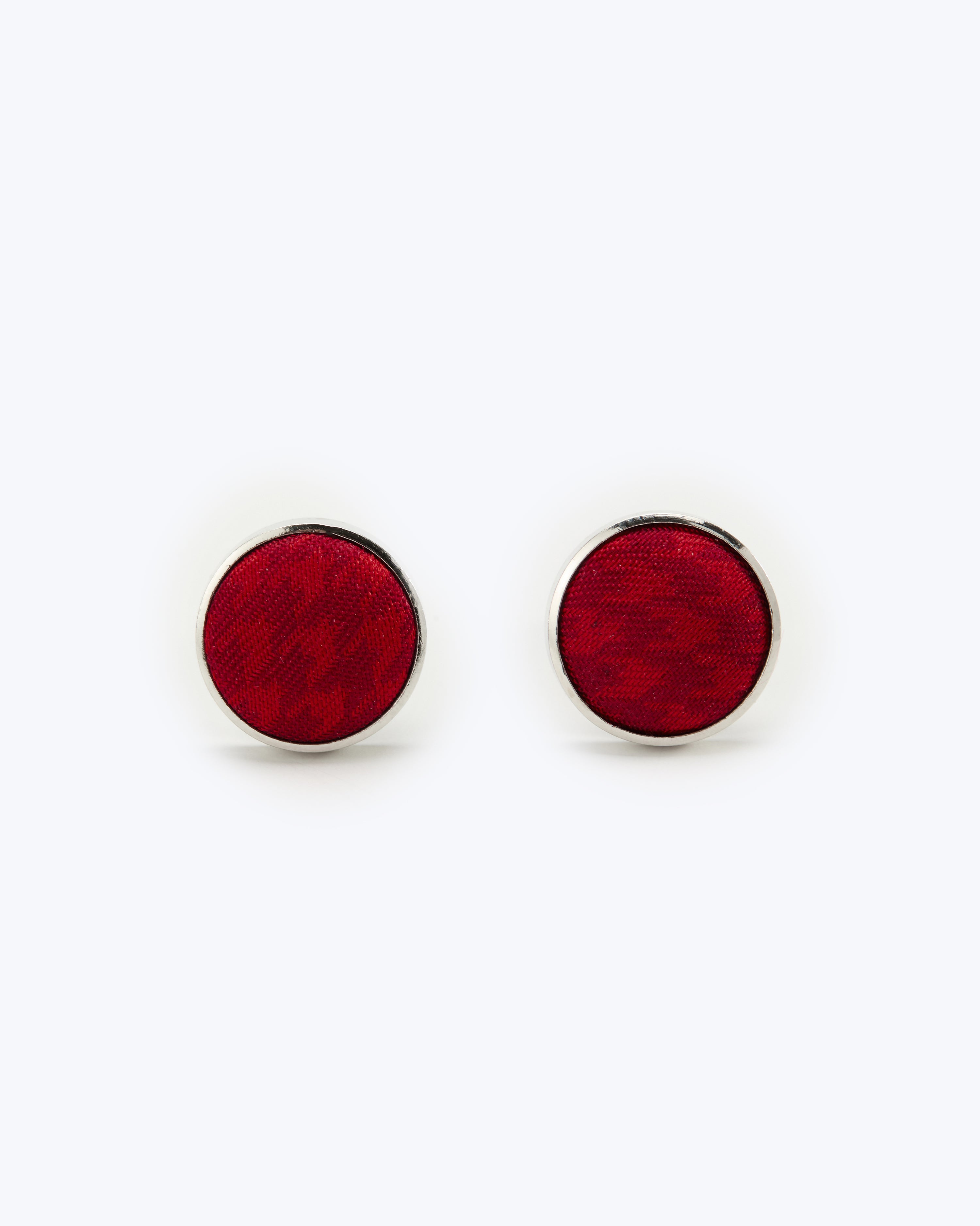 Houndstooth Mosaic Silk Cufflinks - Red