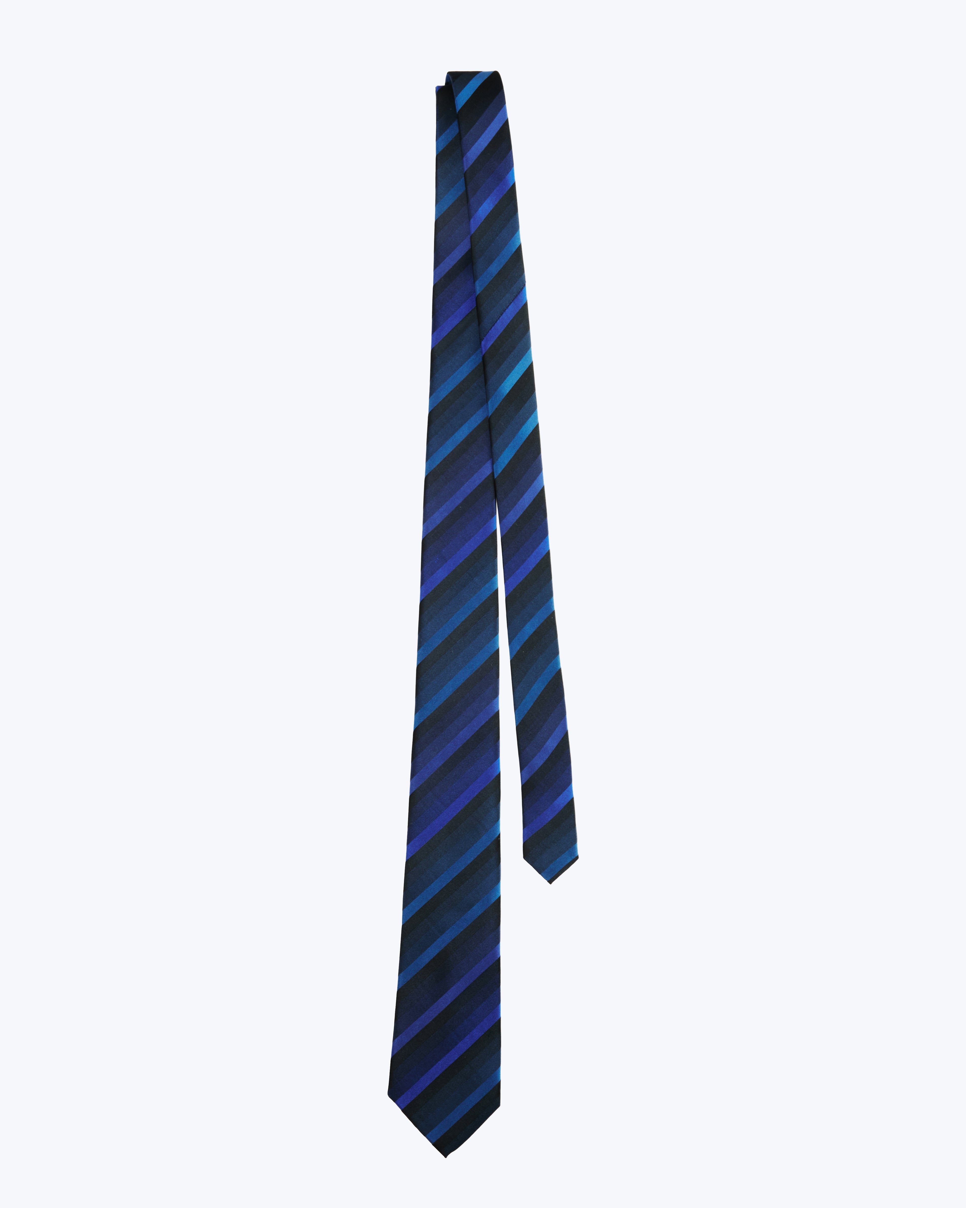 Awning Striped Silk Jacquard Tie - Blue
