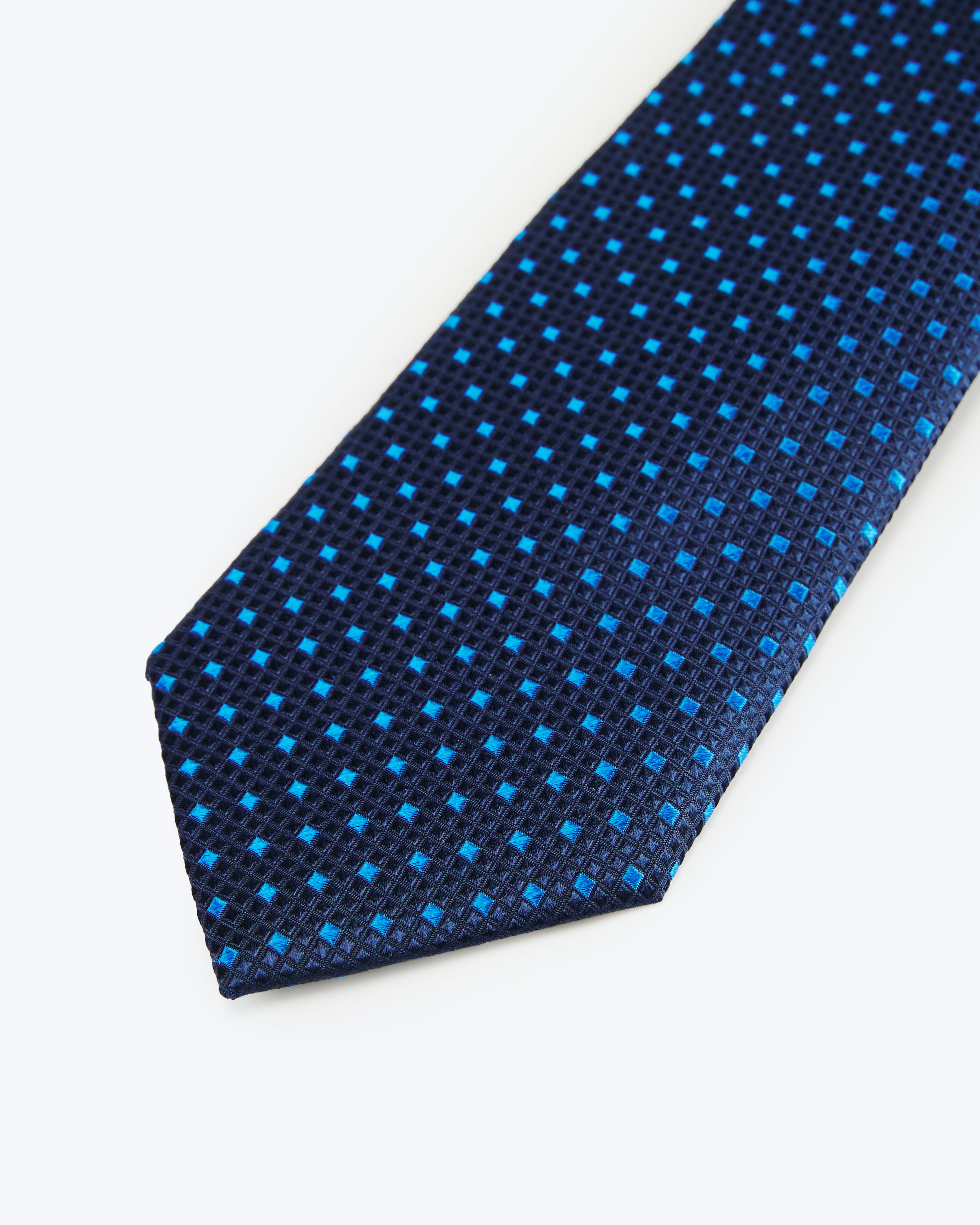 Diamond Grid Silk Jacquard Tie - Blue
