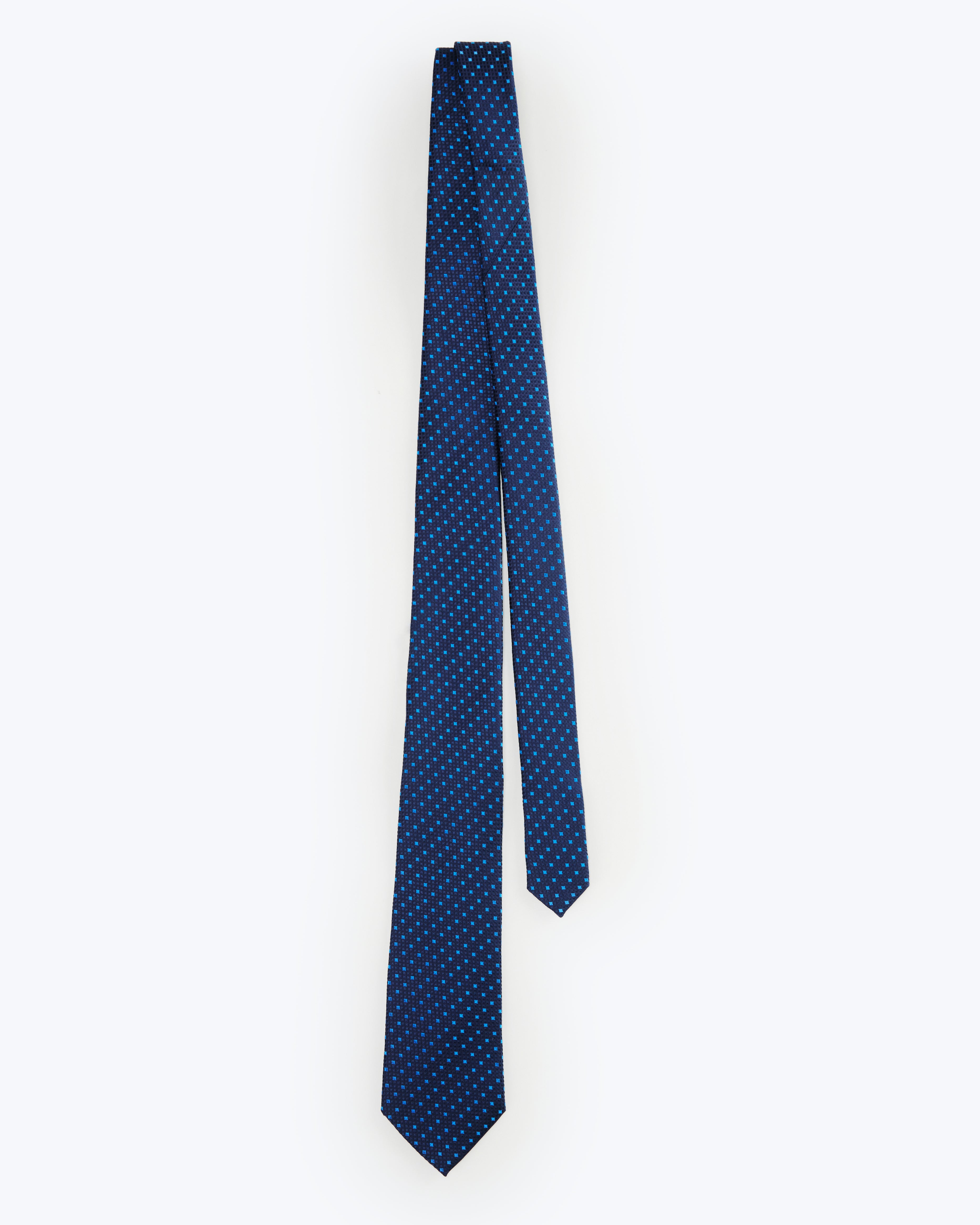 Diamond Grid Silk Jacquard Tie - Blue