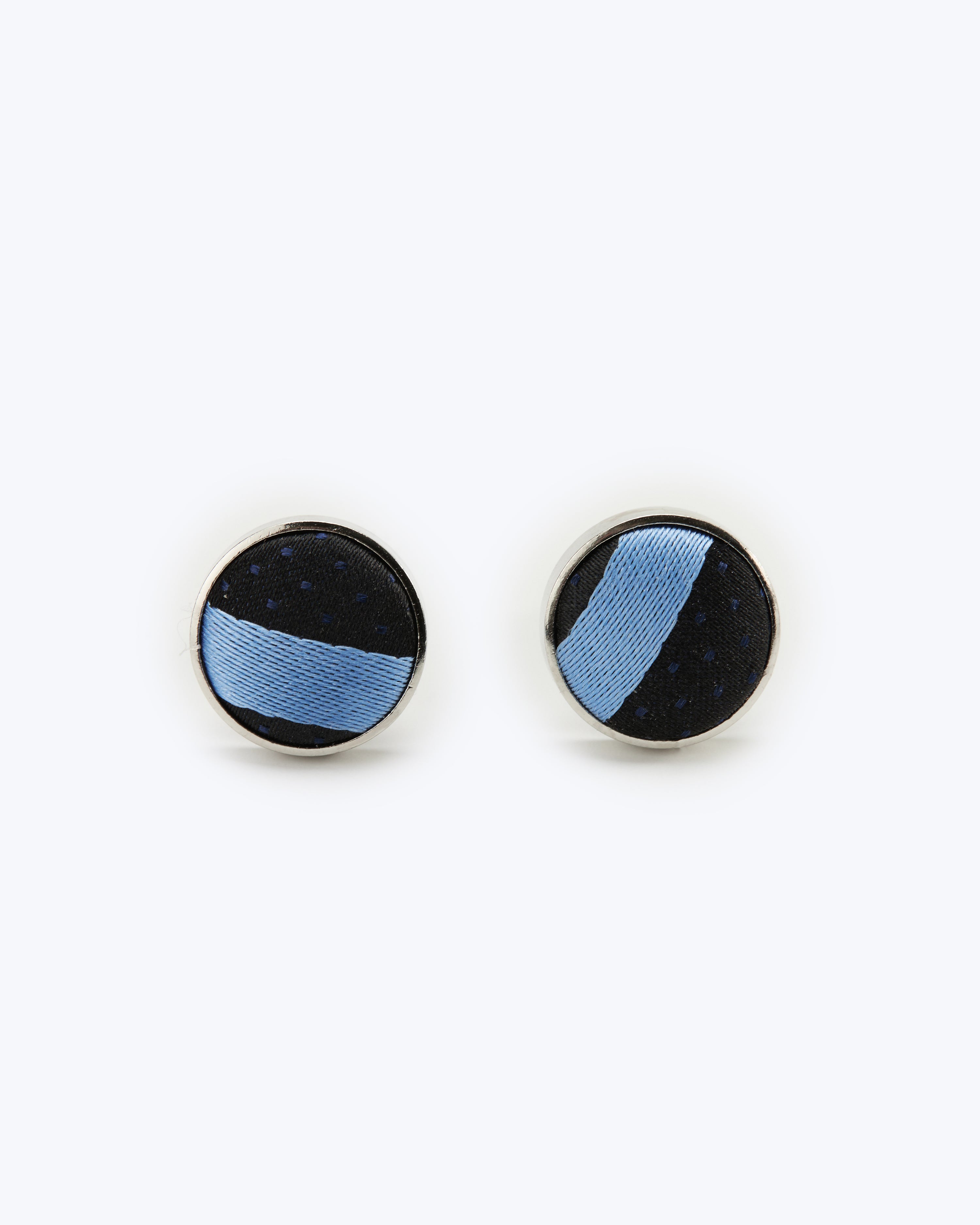 Skyline Striped Silk Cufflinks - Blue