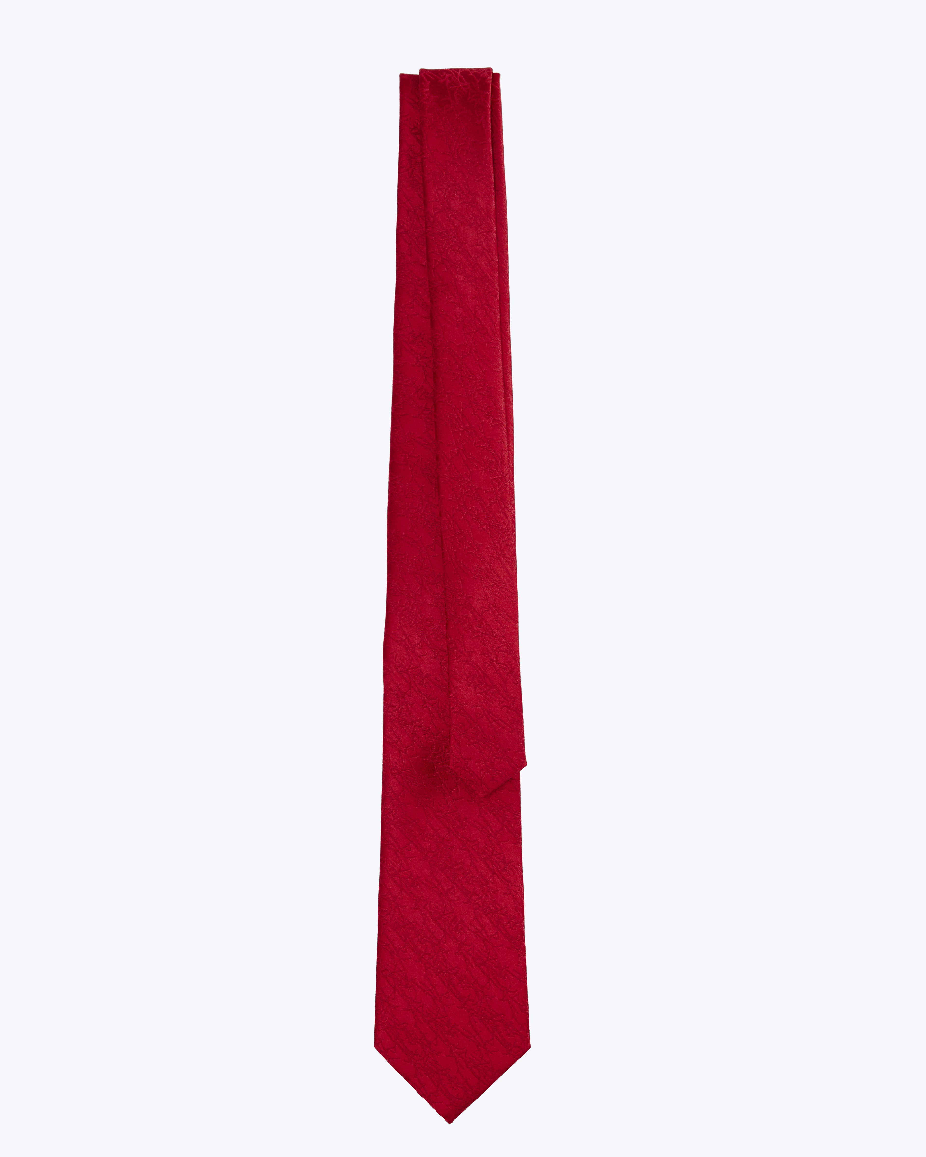Bark Weave Silk Jacquard Tie - Red