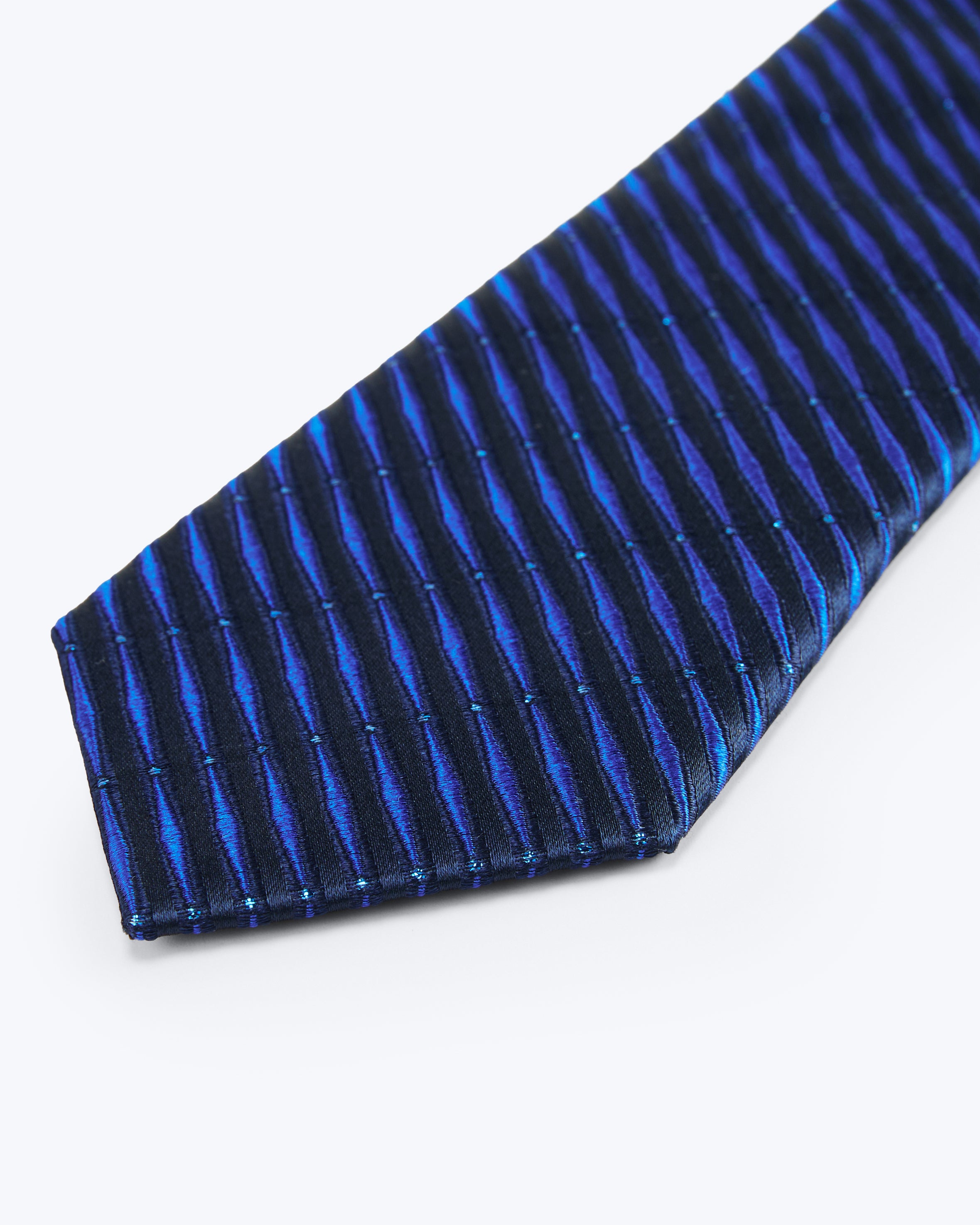 Ripple Lines Silk Jacquard Tie - Blue