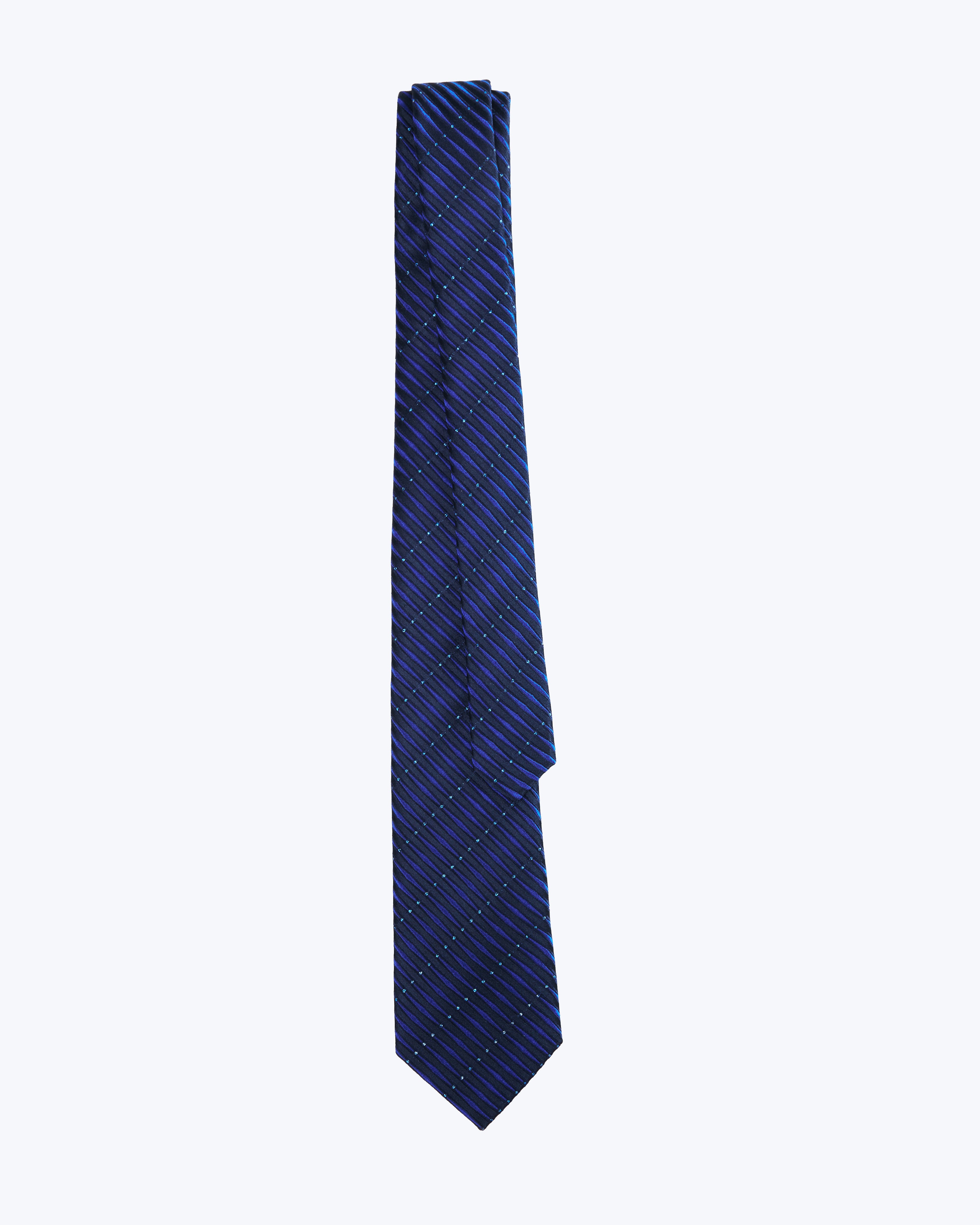 Ripple Lines Silk Jacquard Tie - Blue