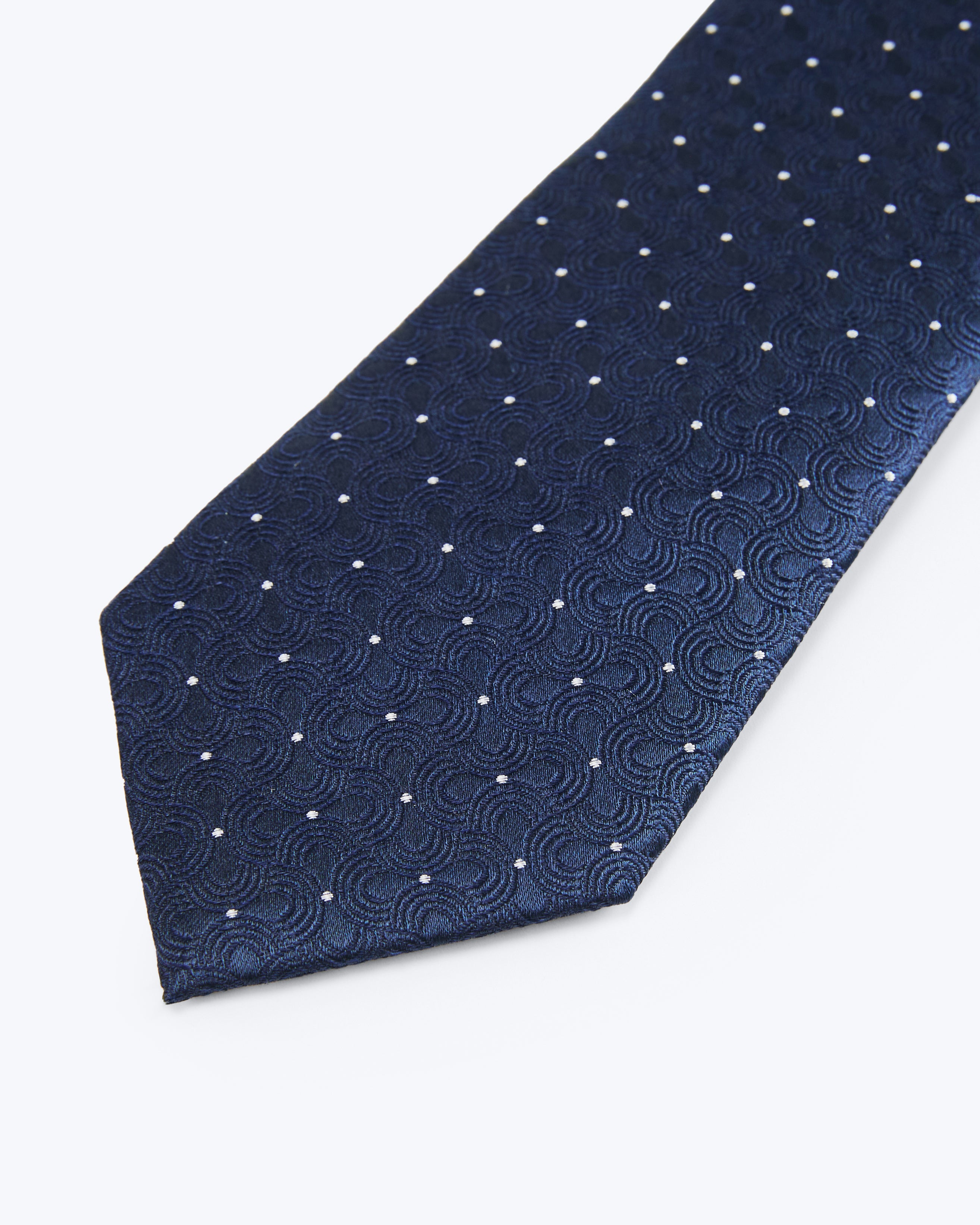 Seigaiha Silk Jacquard Tie - Blue