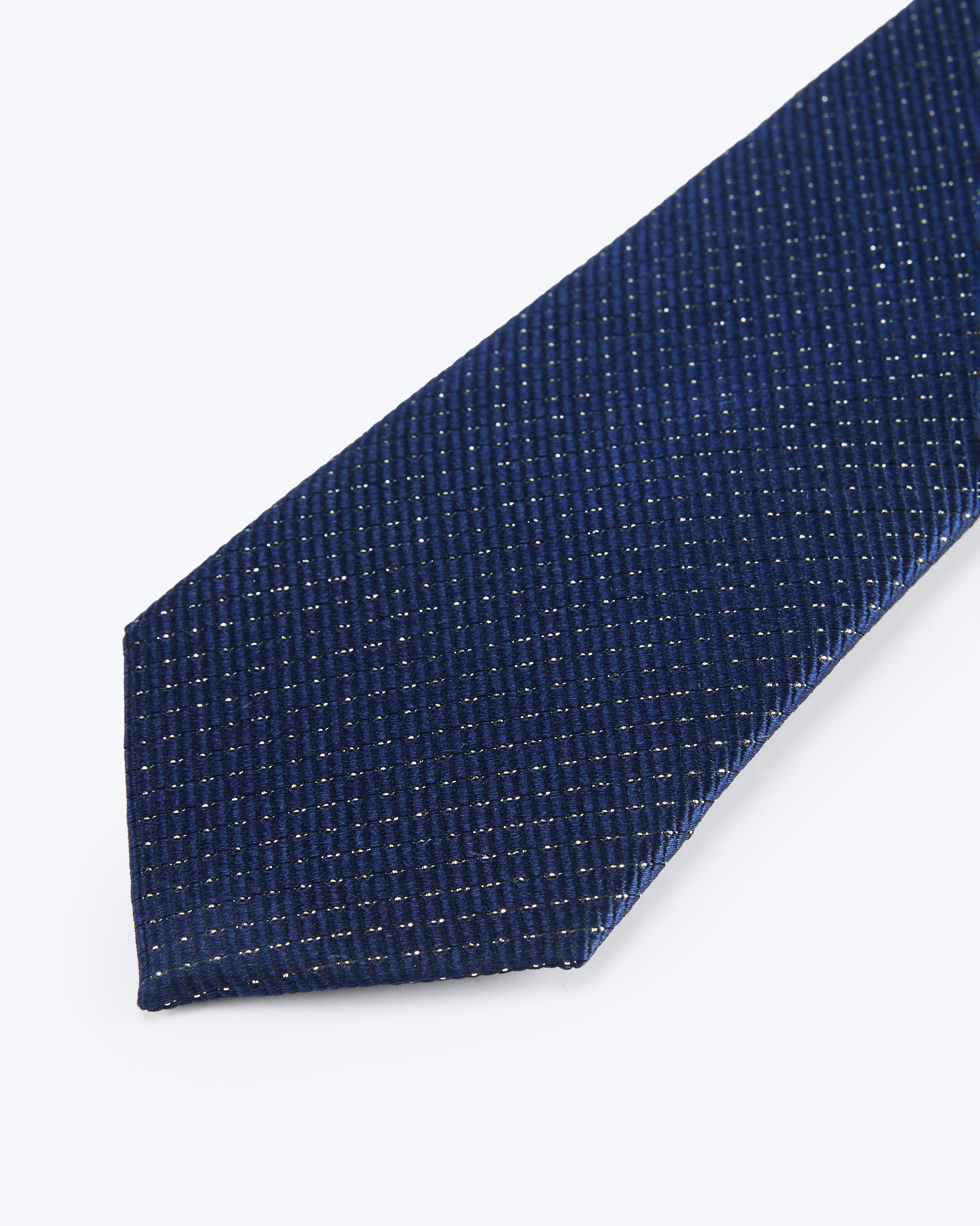 Grid Light Silk Jacquard Tie - Navy