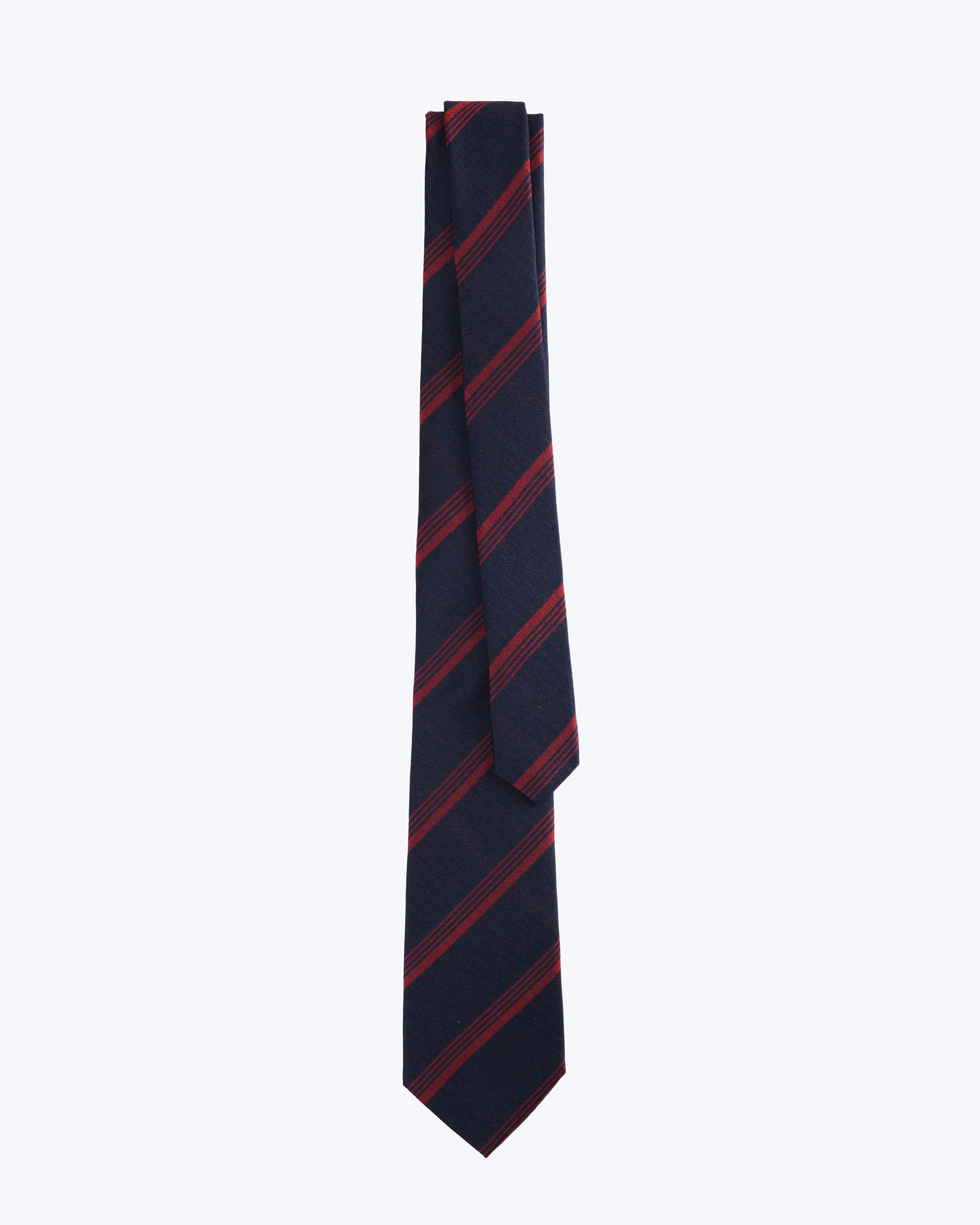 Triple-Striped Silk Jacquard Tie - Navy