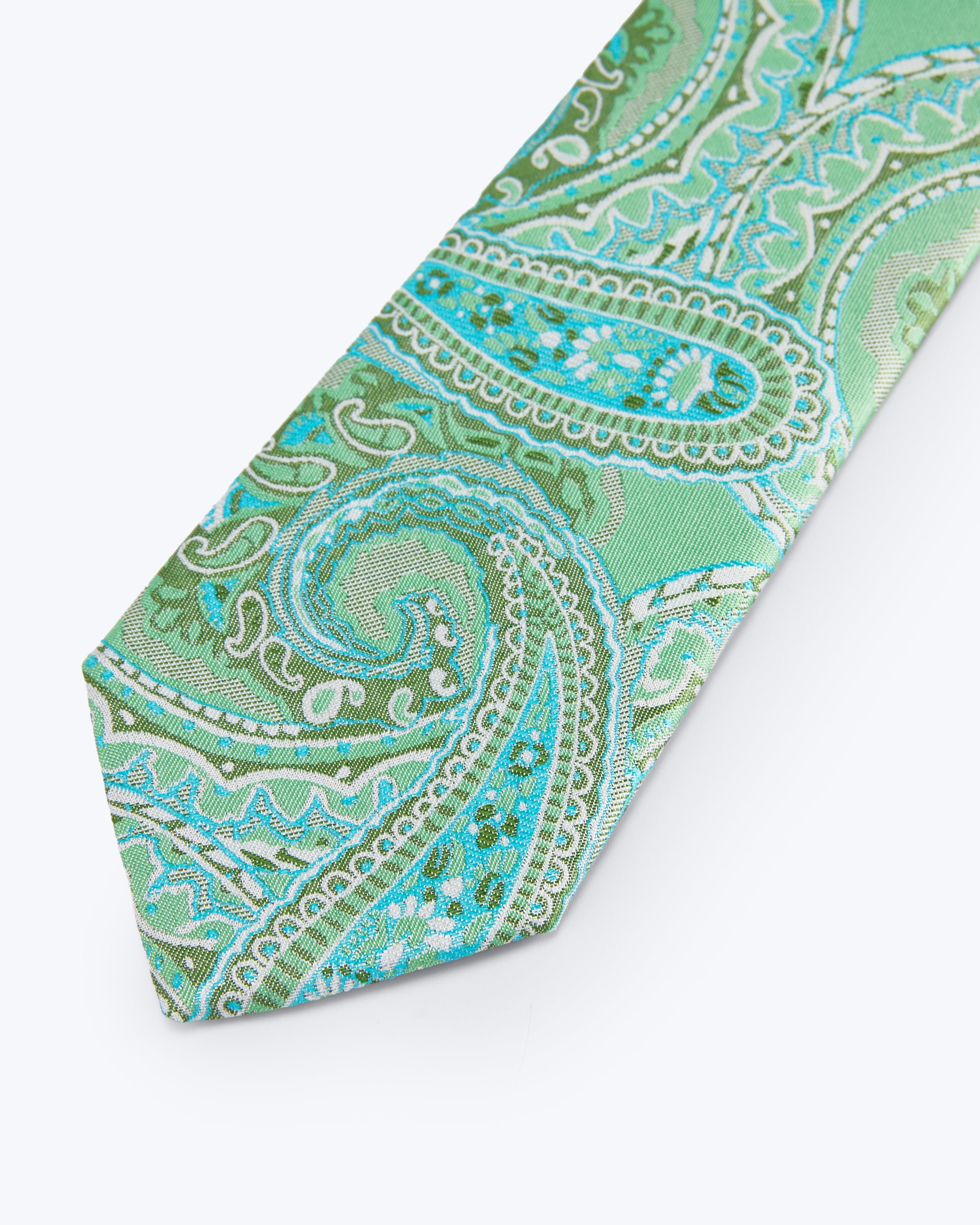 Paisley Silk Jacquard Tie - Mint Green