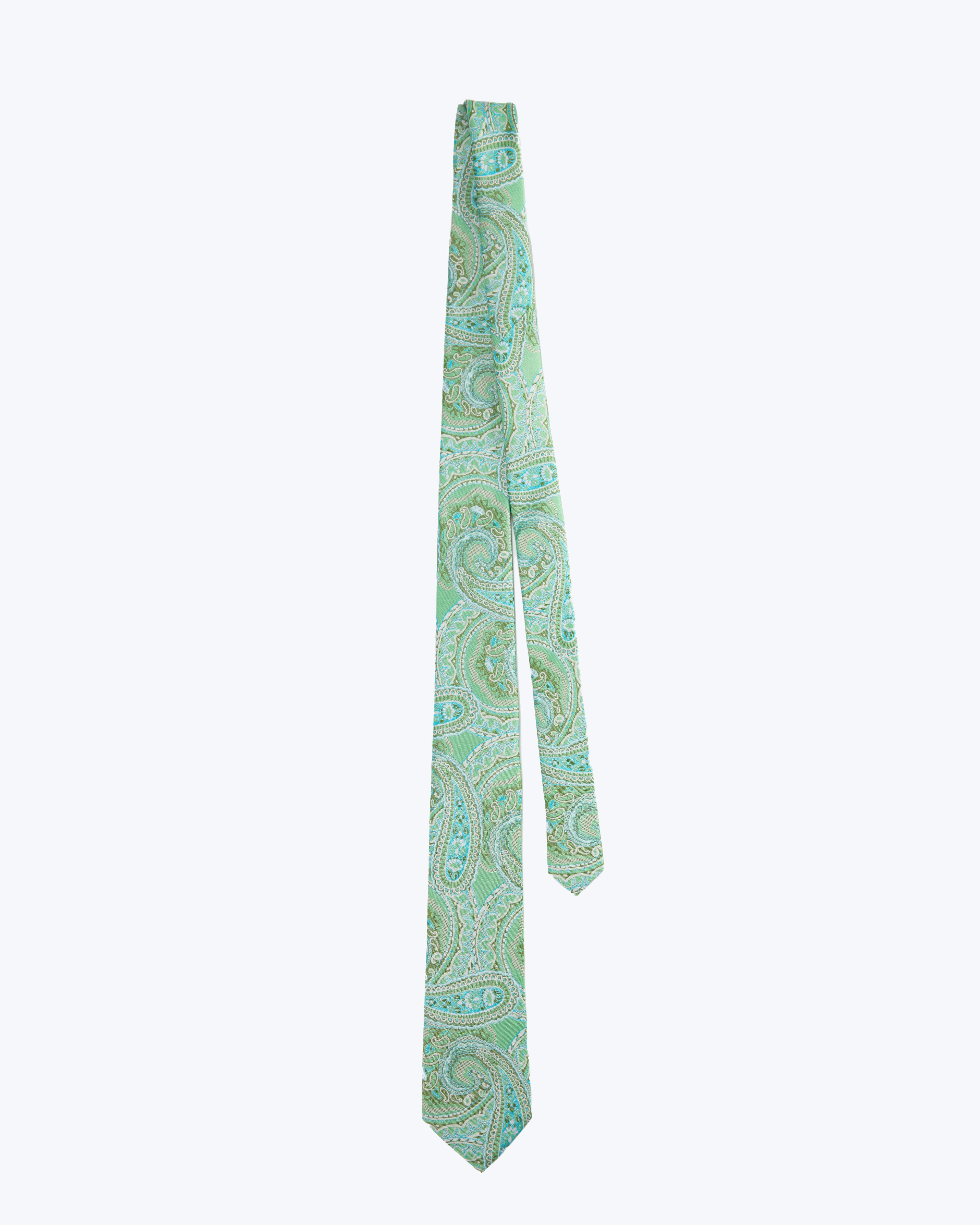 Paisley Silk Jacquard Tie - Mint Green