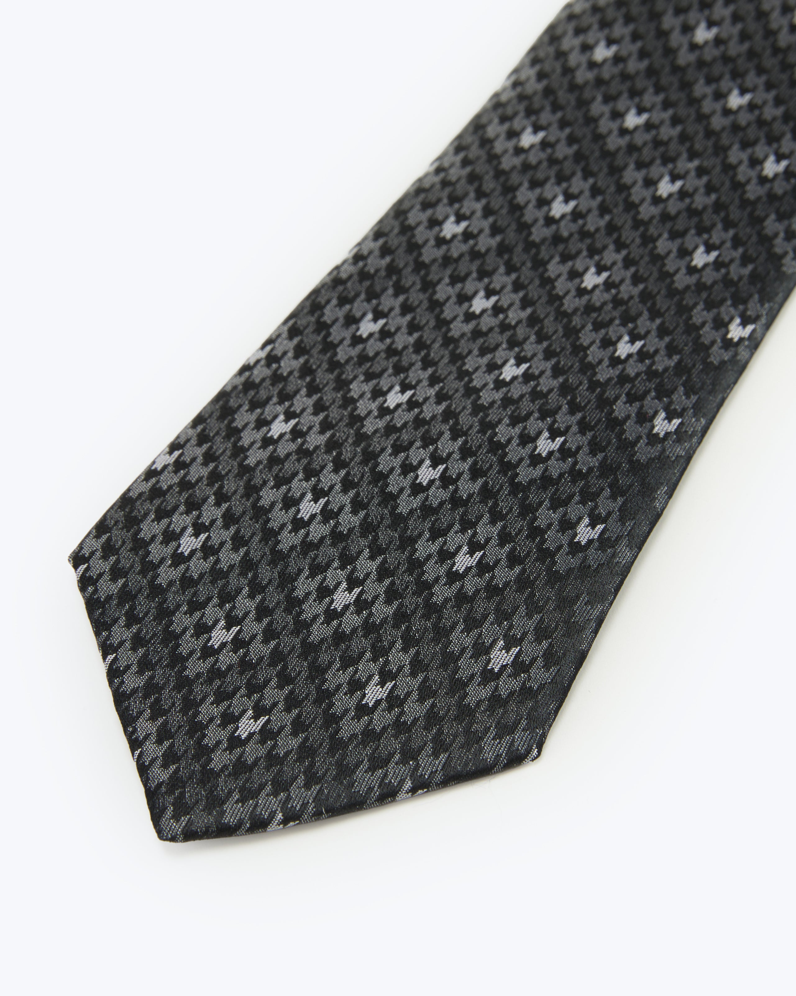 Houndstooth Mosaic Silk Jacquard Tie - Black