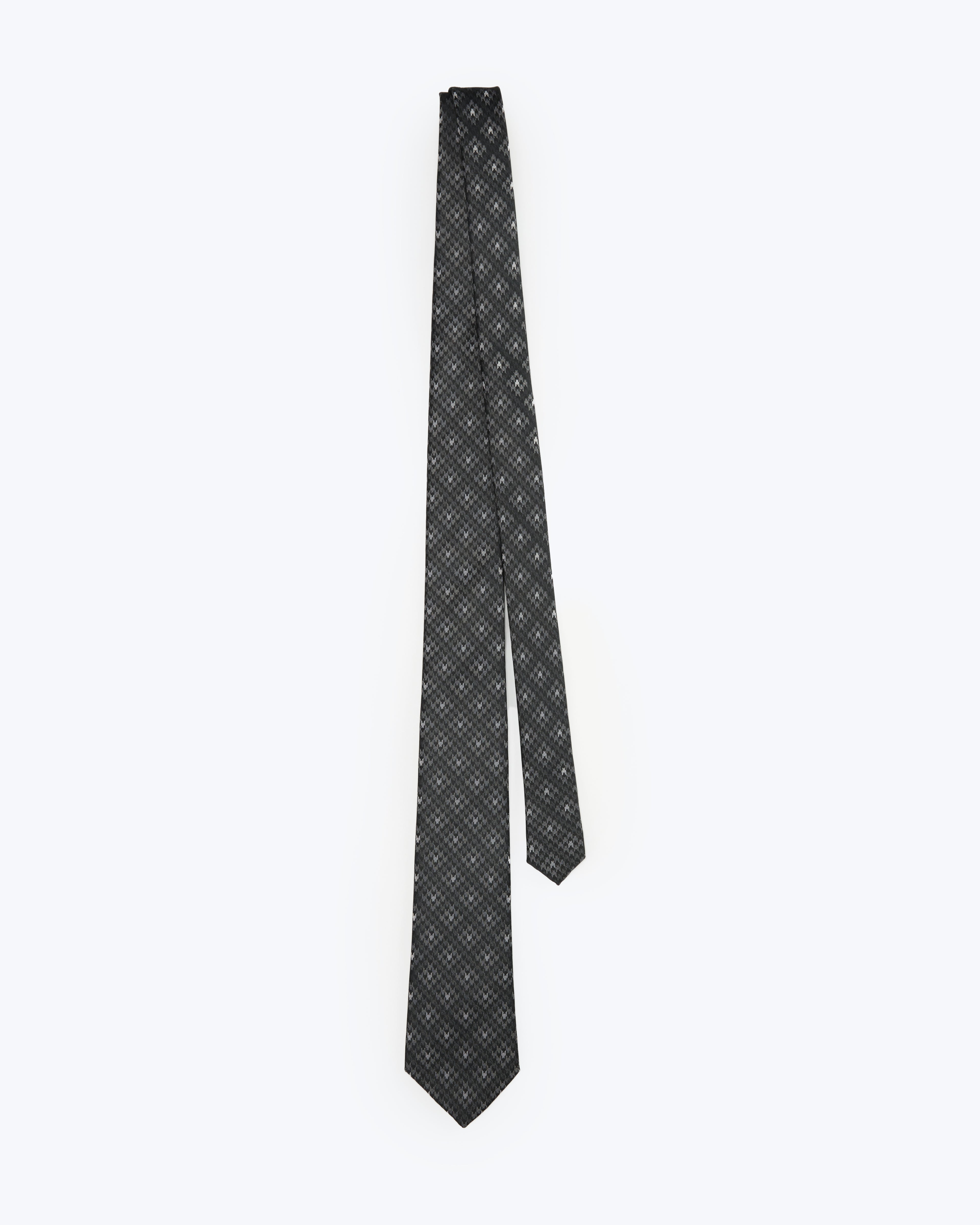 Houndstooth Mosaic Silk Jacquard Tie - Black
