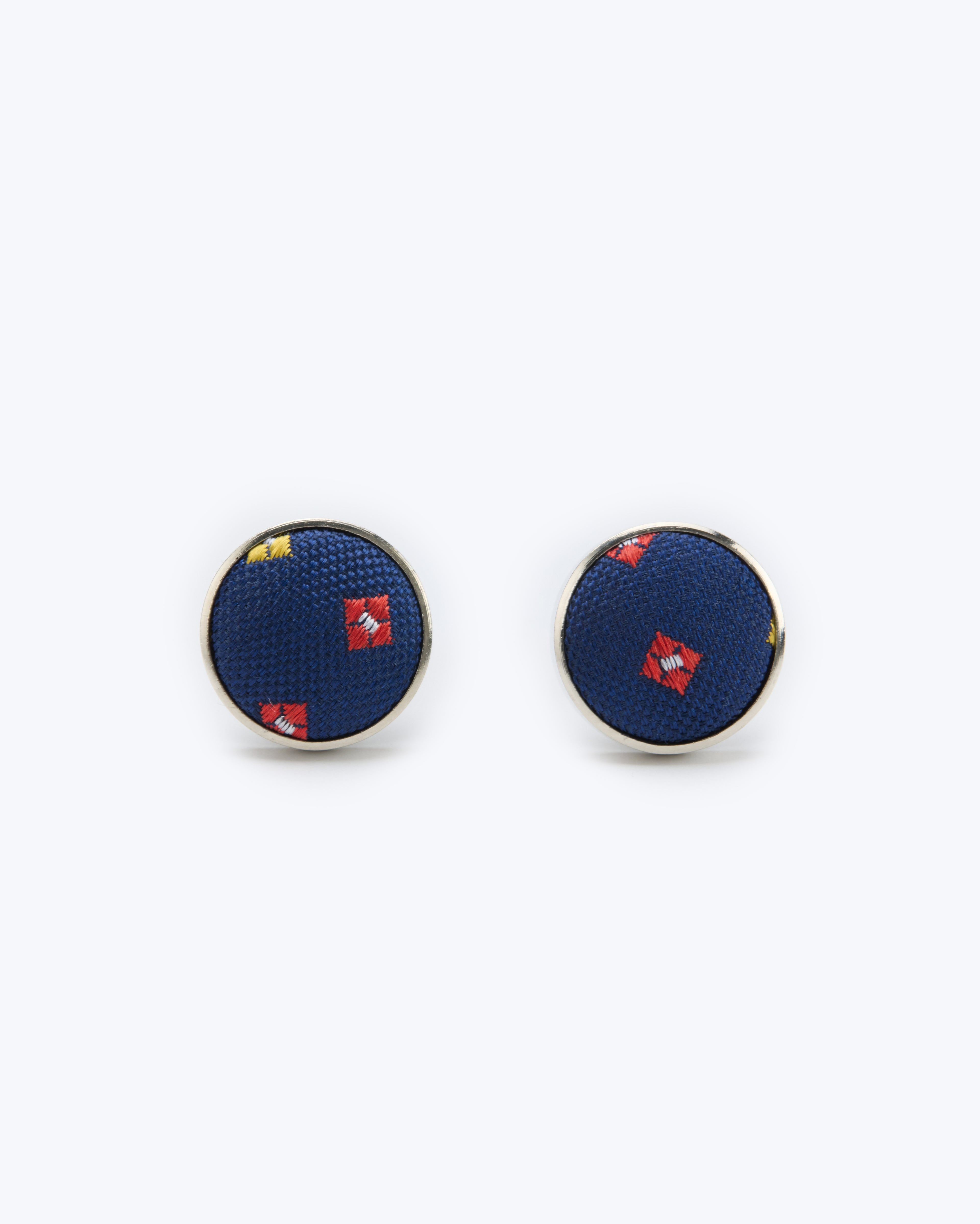Diamond Blossom Silk Cufflinks - Navy