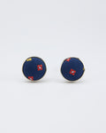 Blossom Diamond Navy Silk Cufflinks - KNOTTERY & CO. Cufflinks