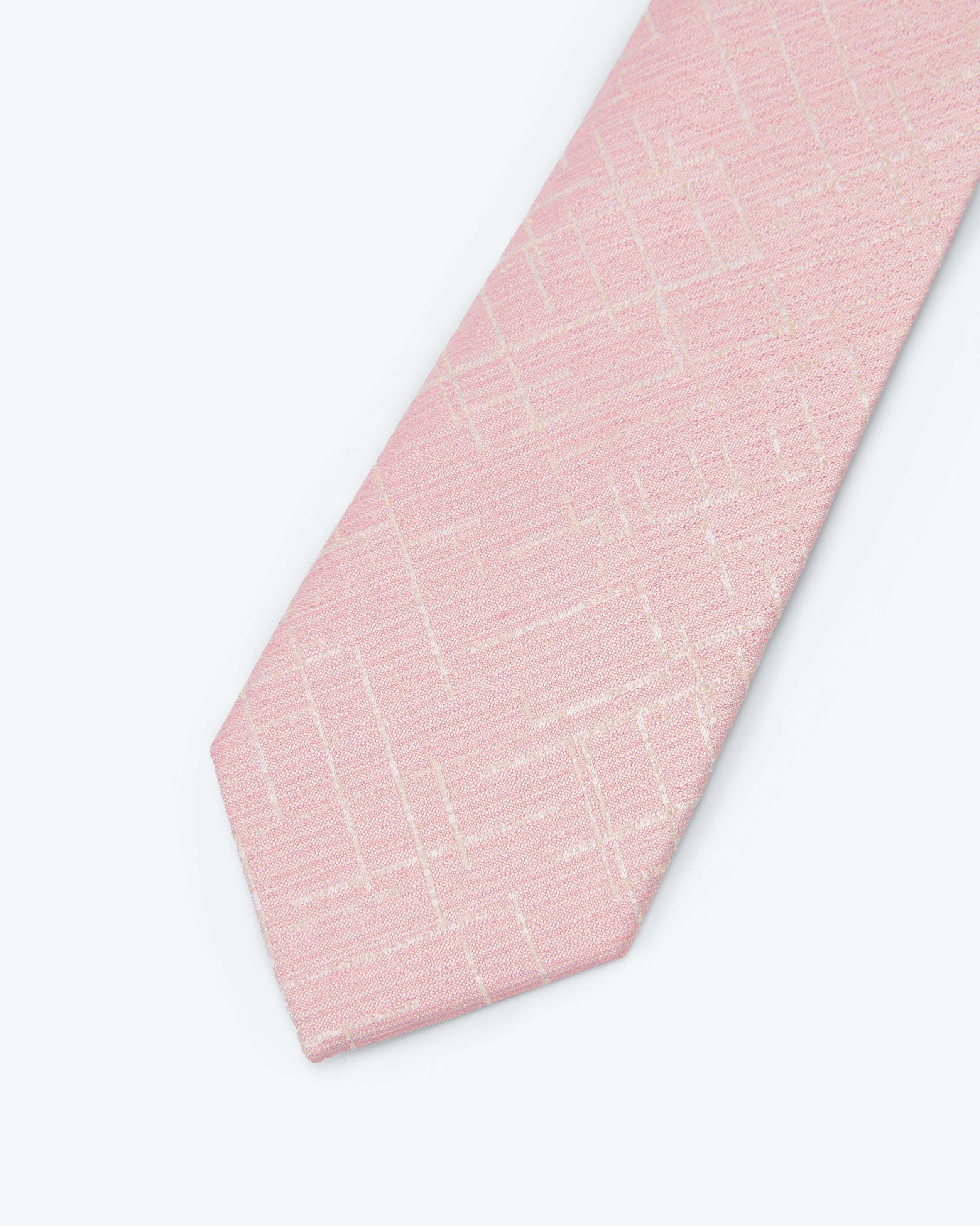 Soft Windowpane Blush Pink Silk Tie - KNOTTERY & CO. Silk Tie