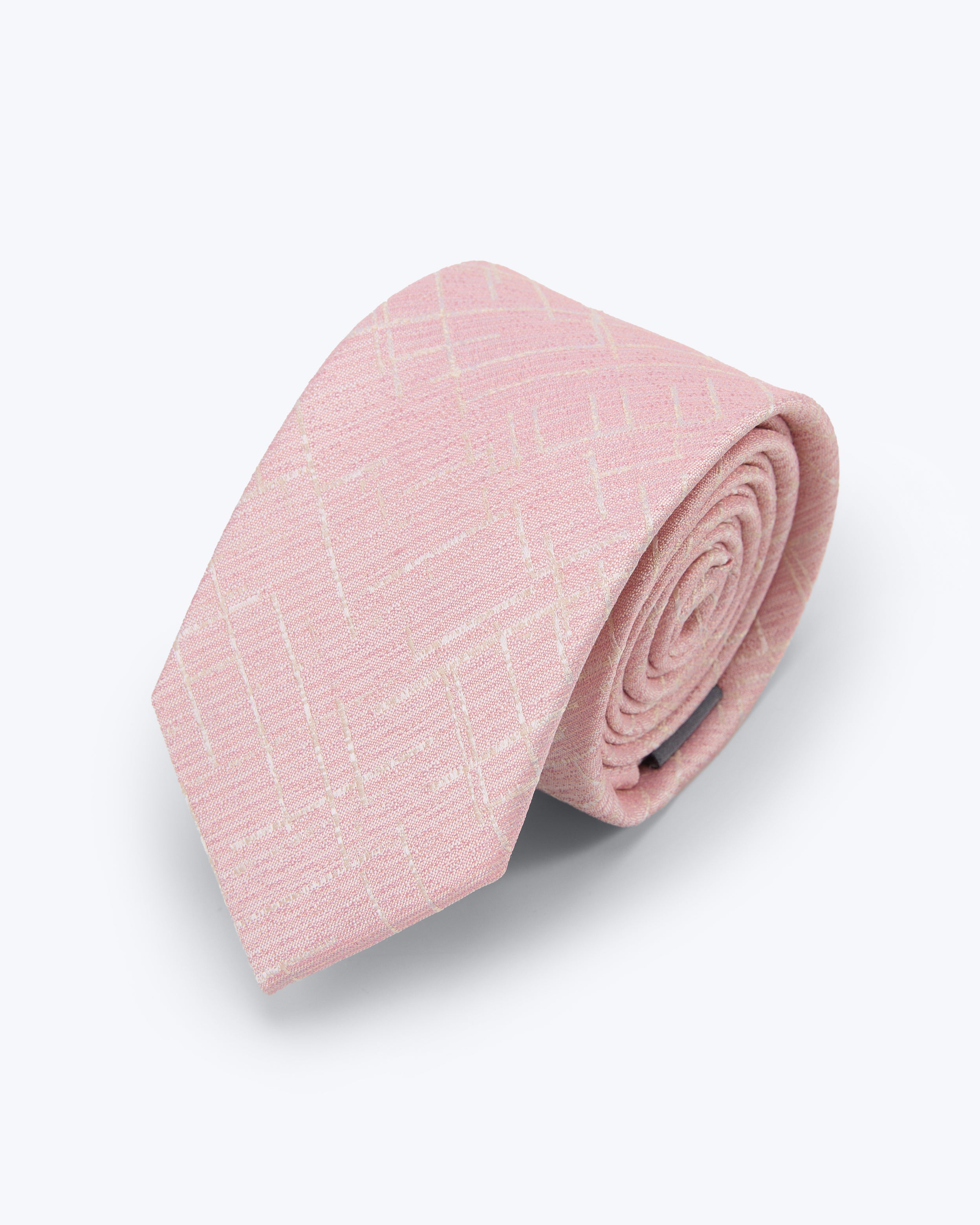 Soft Windowpane Blush Pink Silk Tie - KNOTTERY & CO. Silk Tie
