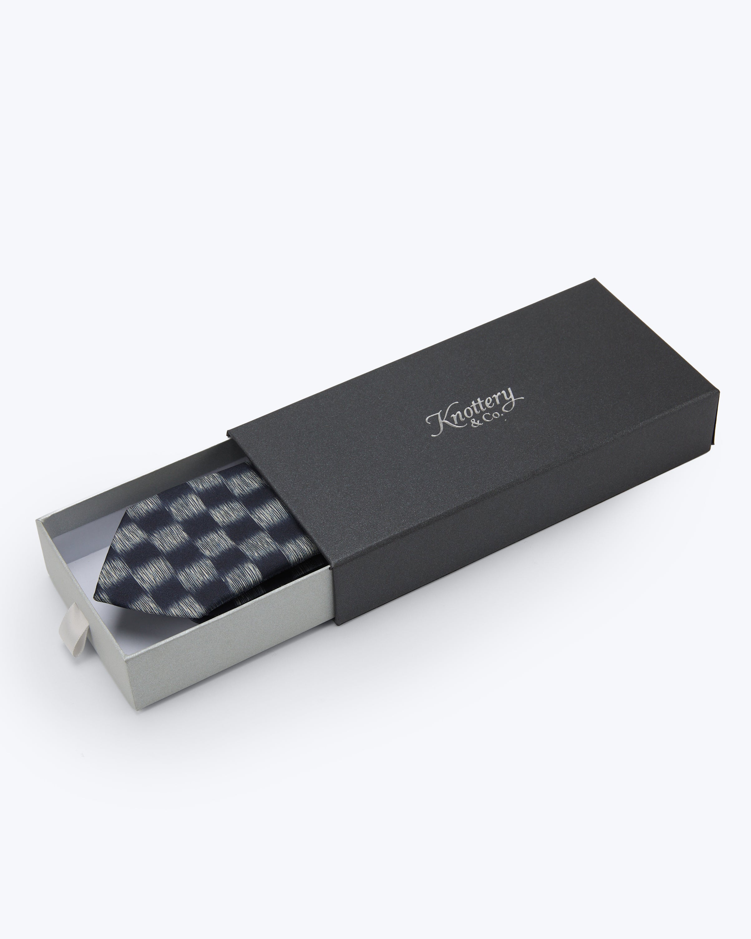 Shadow Check Charcoal Silk Tie - KNOTTERY & CO. Silk Tie