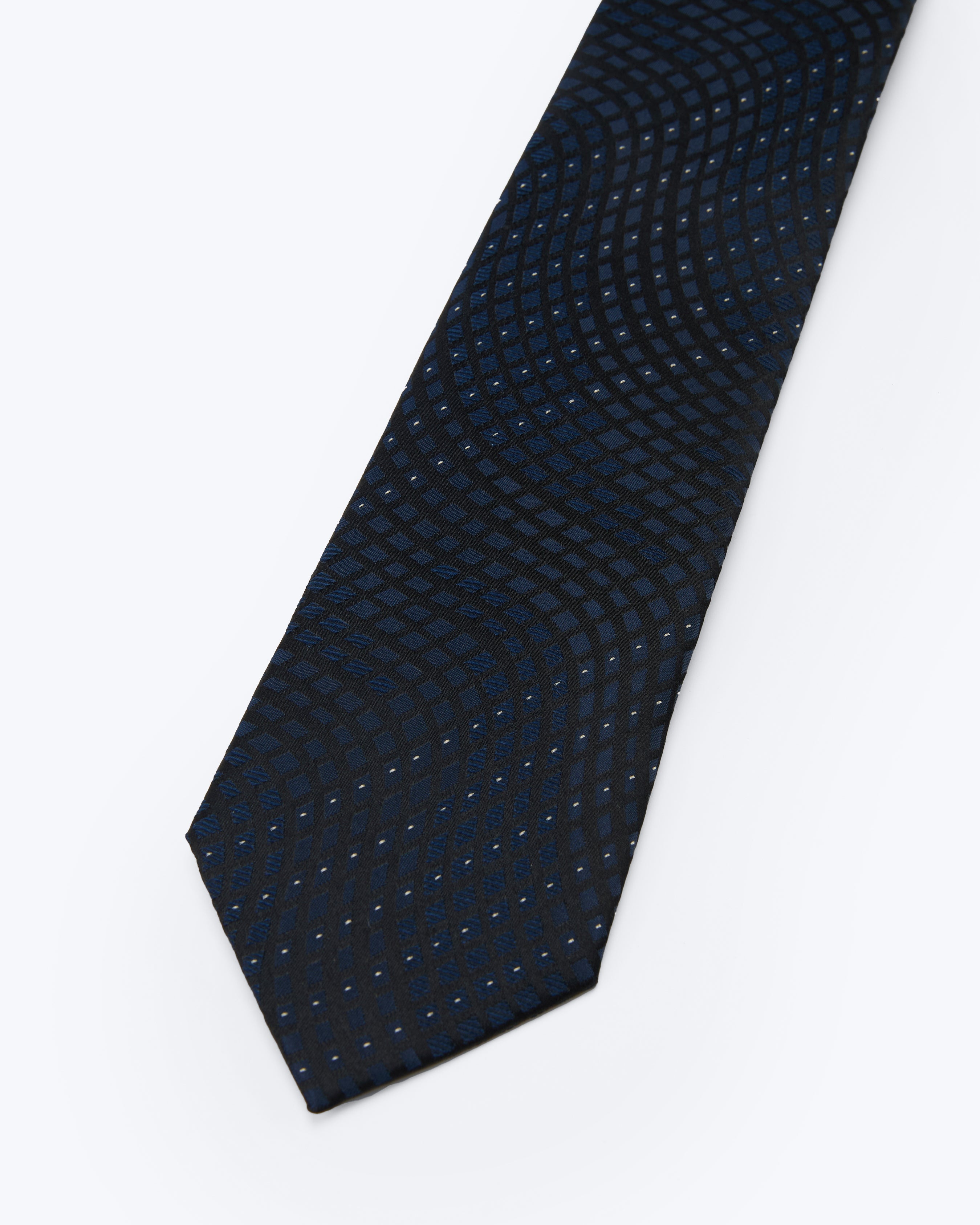 Midnight Lattice Geometry Navy Silk Tie - KNOTTERY & CO. Silk Tie