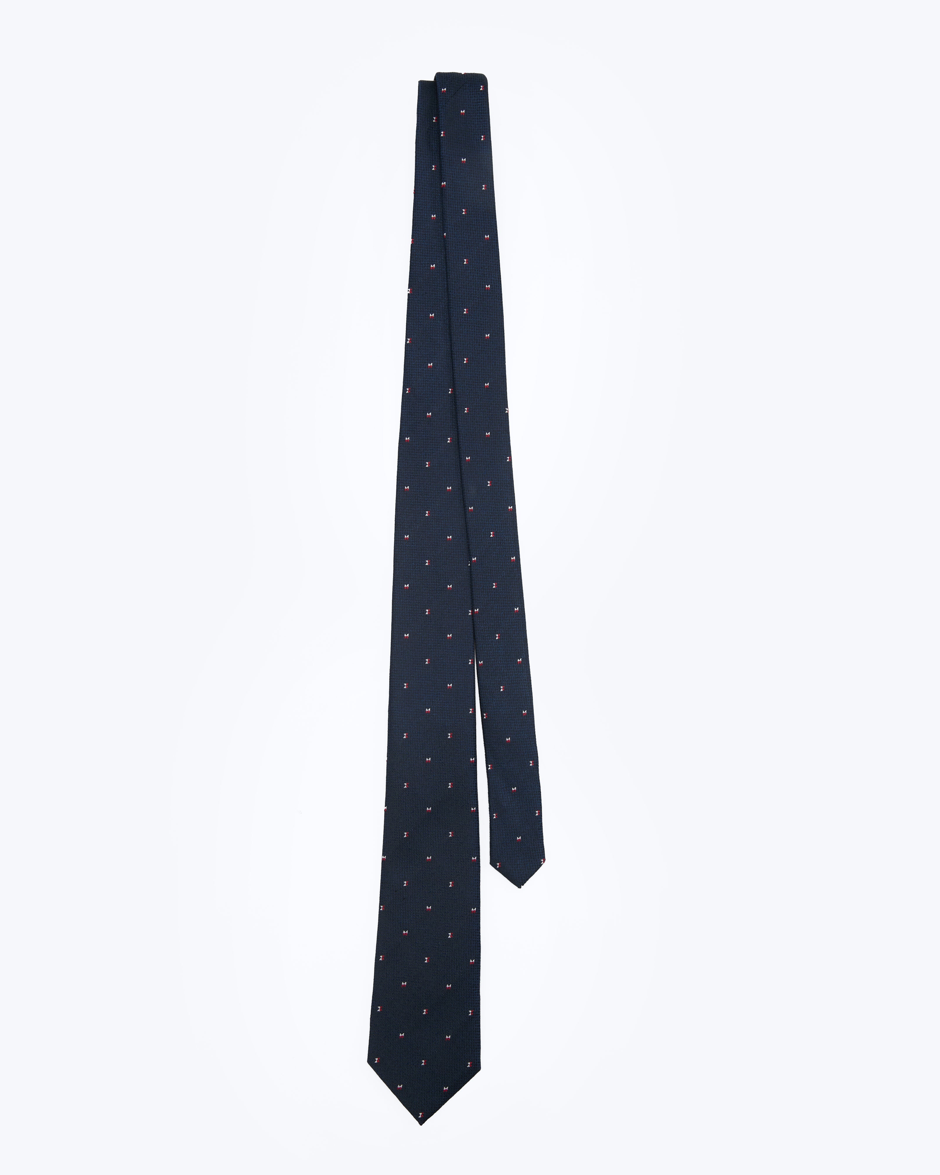 Mini Double Bow Navy Silk Tie - KNOTTERY & CO. Silk Tie