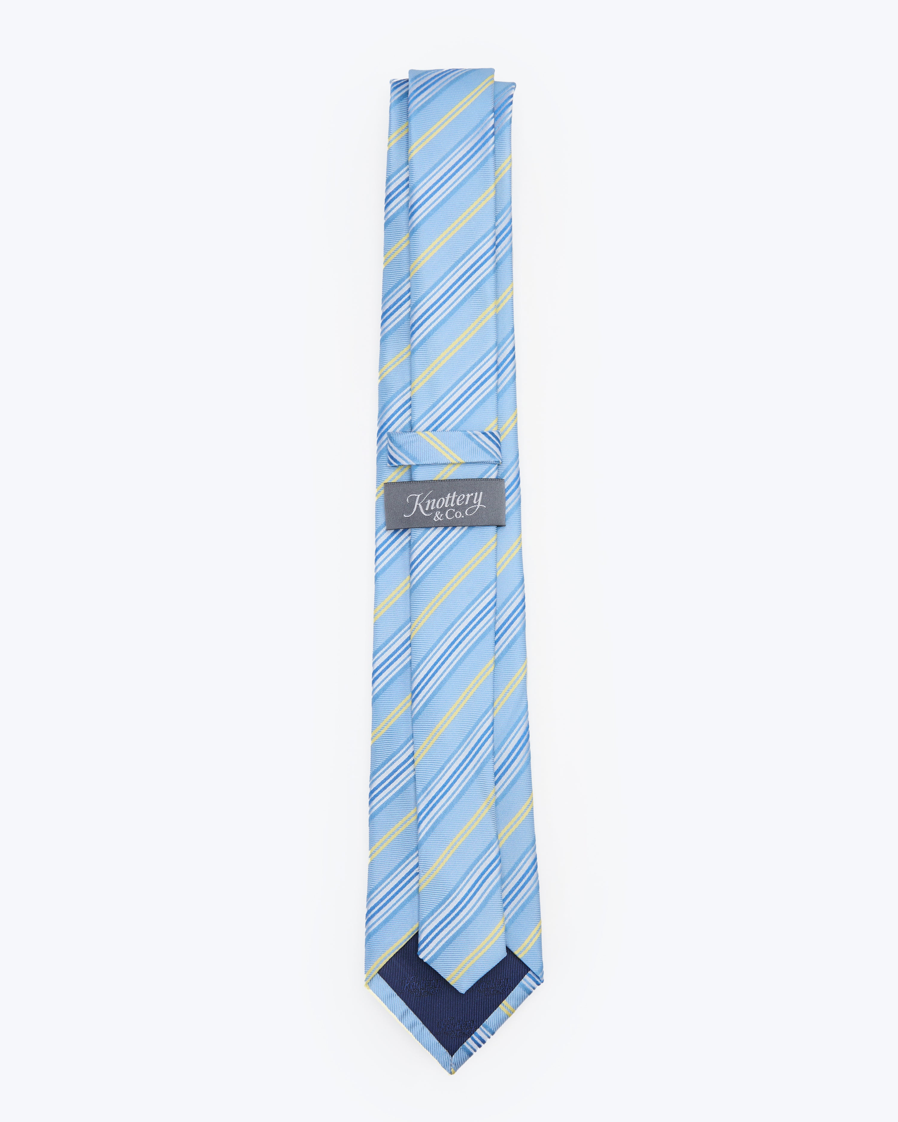 Oxford Multi-Stripe Sky Silk Tie - KNOTTERY & CO. Silk Tie