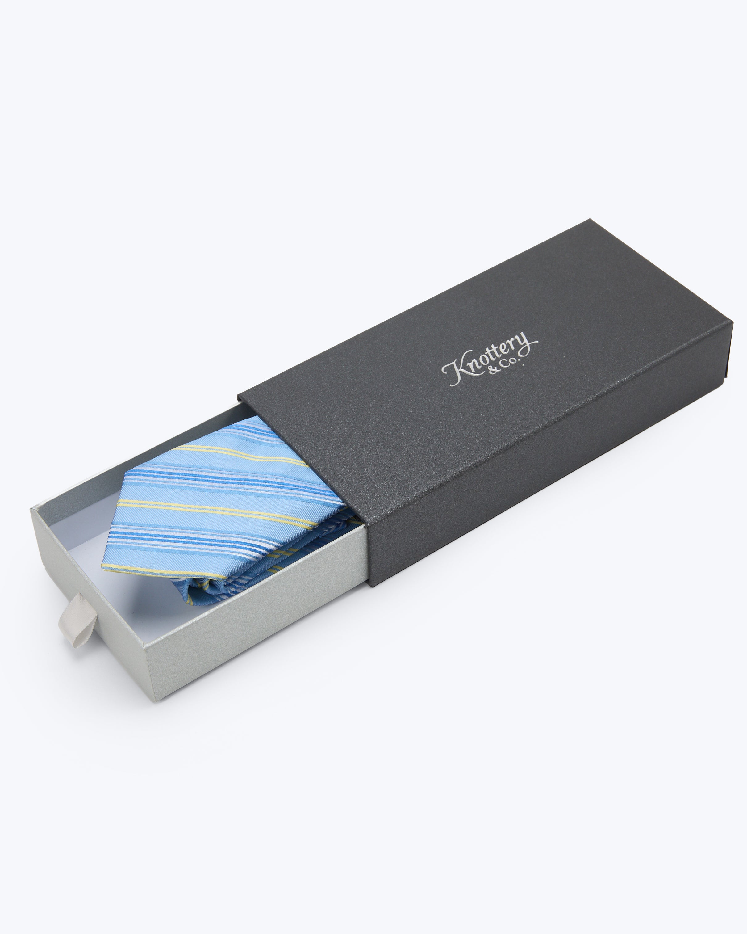 Oxford Multi-Stripe Sky Silk Tie - KNOTTERY & CO. Silk Tie