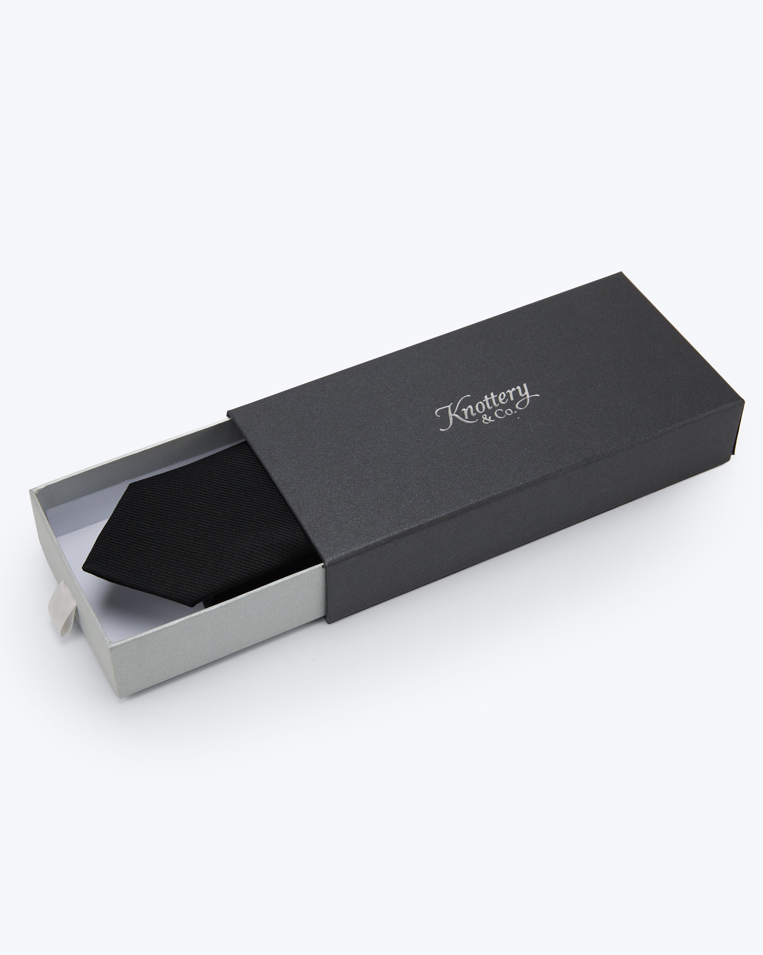 Twill Black Silk Tie - KNOTTERY & CO. Silk Tie