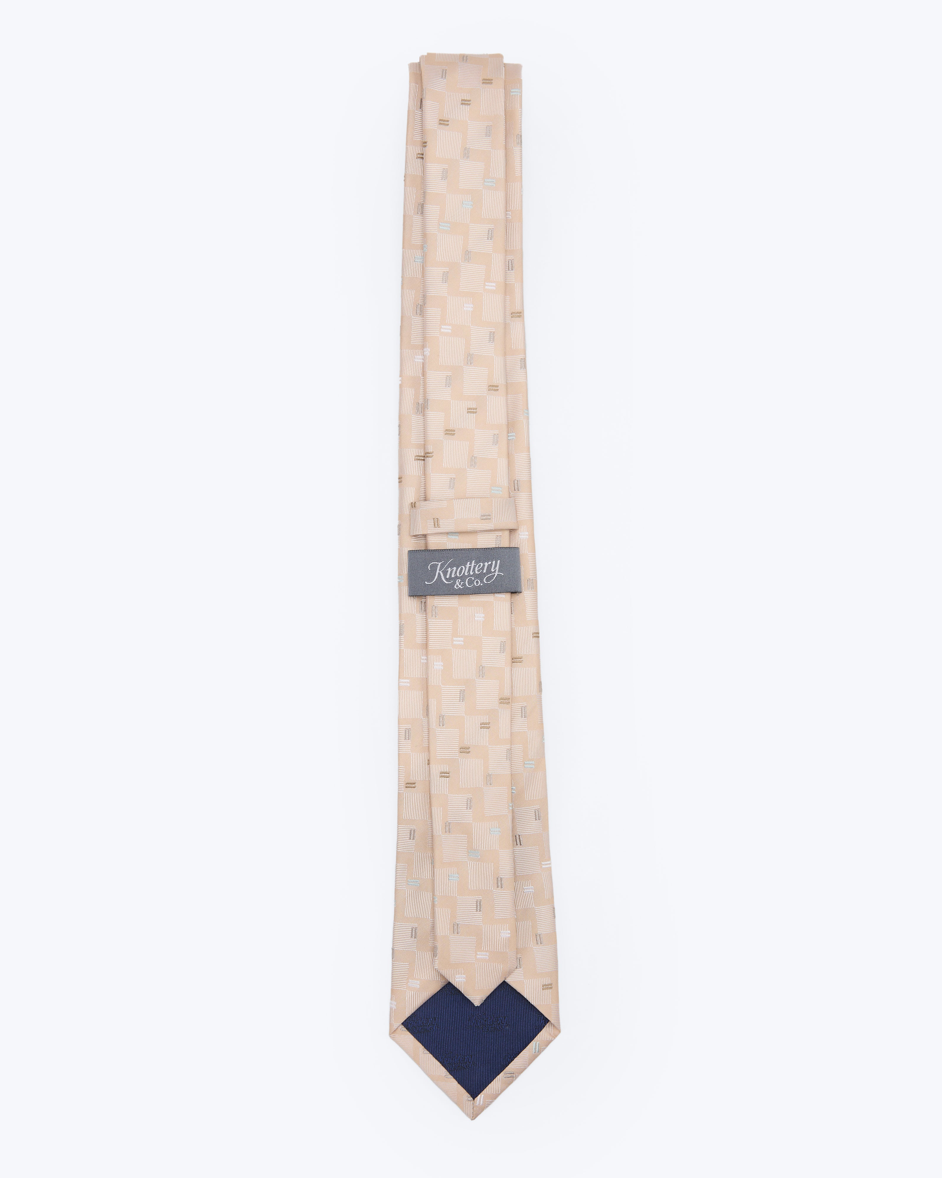 Linear Mosaic Sand Silk Tie - KNOTTERY & CO. Silk Tie