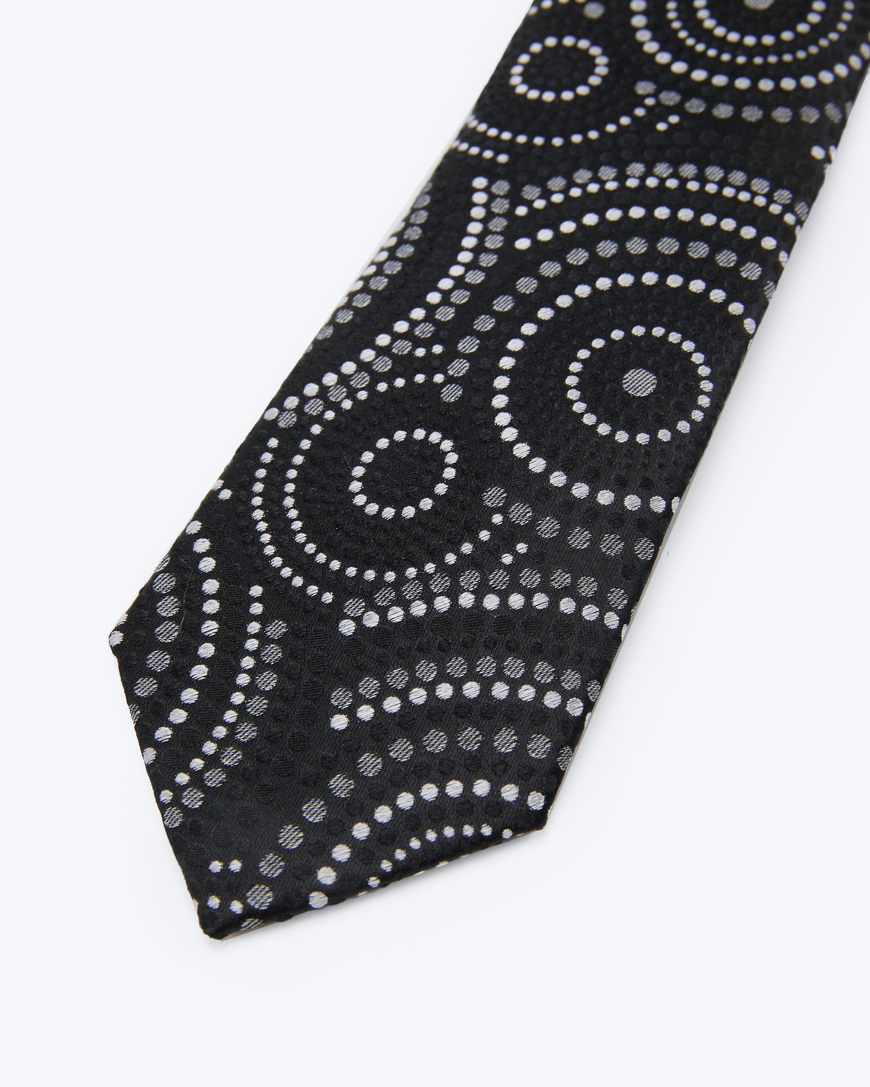 Concentric Dot Jet Black Silk Tie - KNOTTERY & CO. Silk Tie