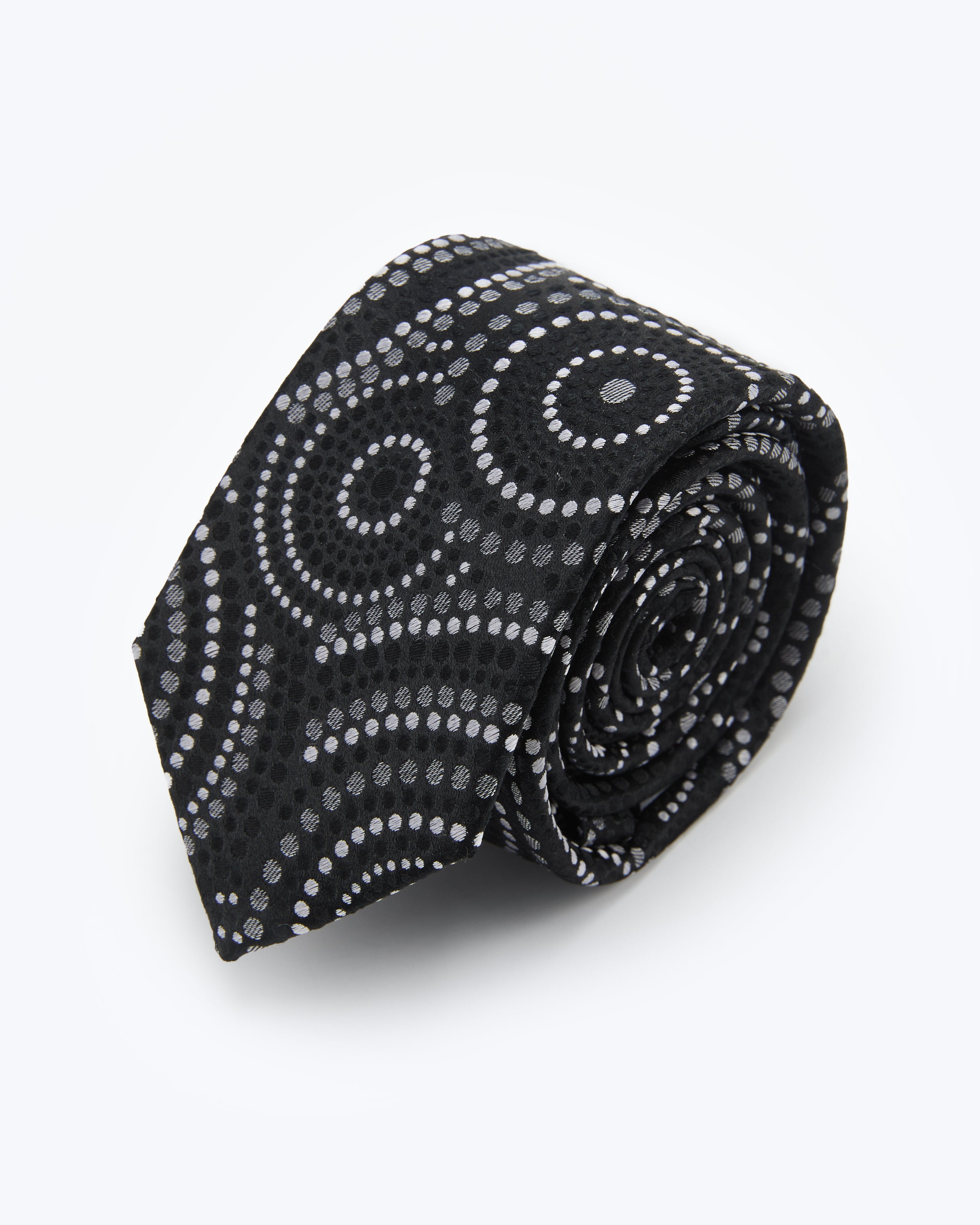 Concentric Dot Jet Black Silk Tie - KNOTTERY & CO. Silk Tie