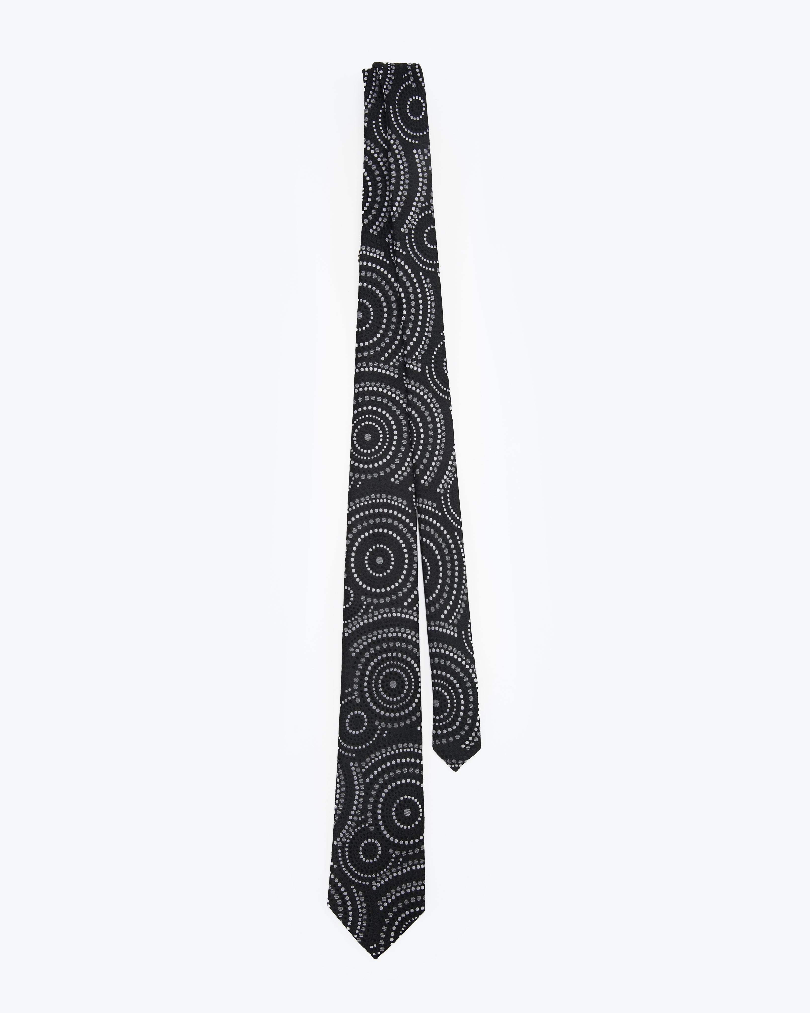 Concentric Dot Jet Black Silk Tie - KNOTTERY & CO. Silk Tie