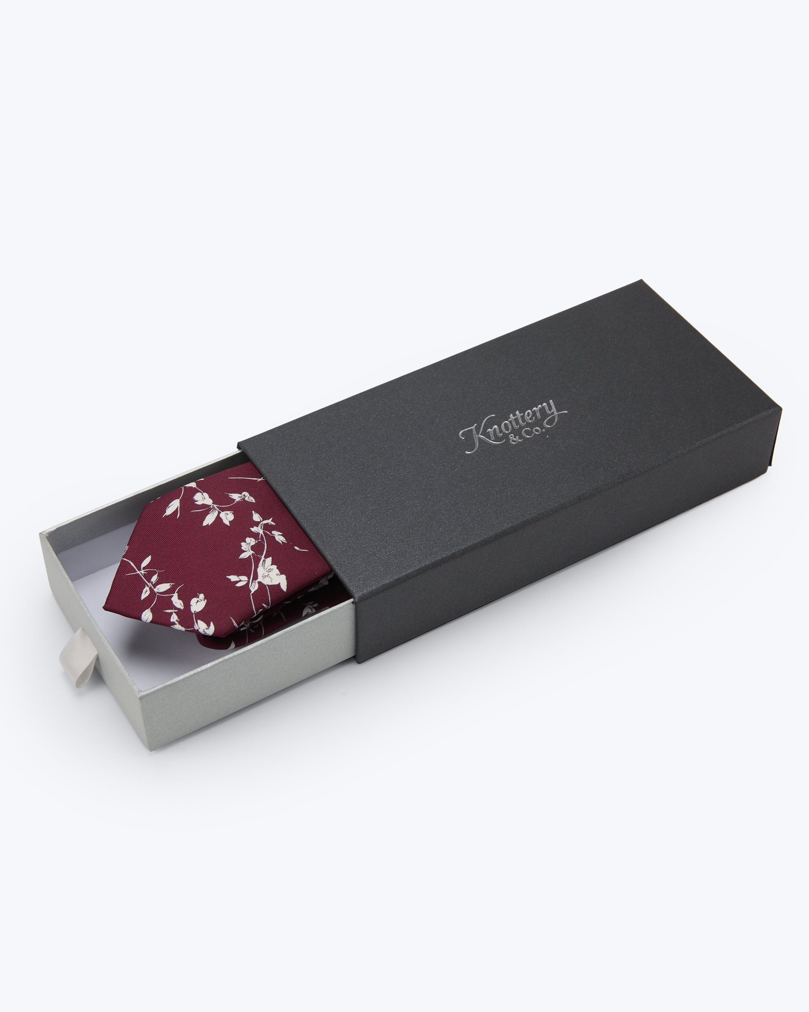 Botanical Vine Burgundy Silk Tie - KNOTTERY & CO. Silk Tie