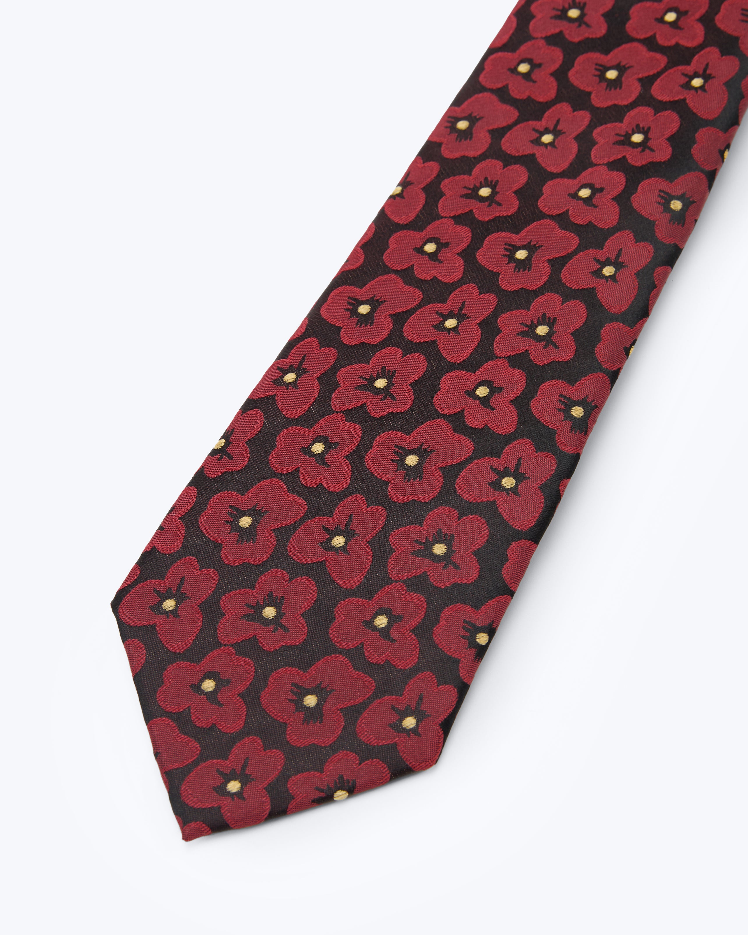 Crimson Bloom Black Silk Tie - KNOTTERY & CO. Silk Tie