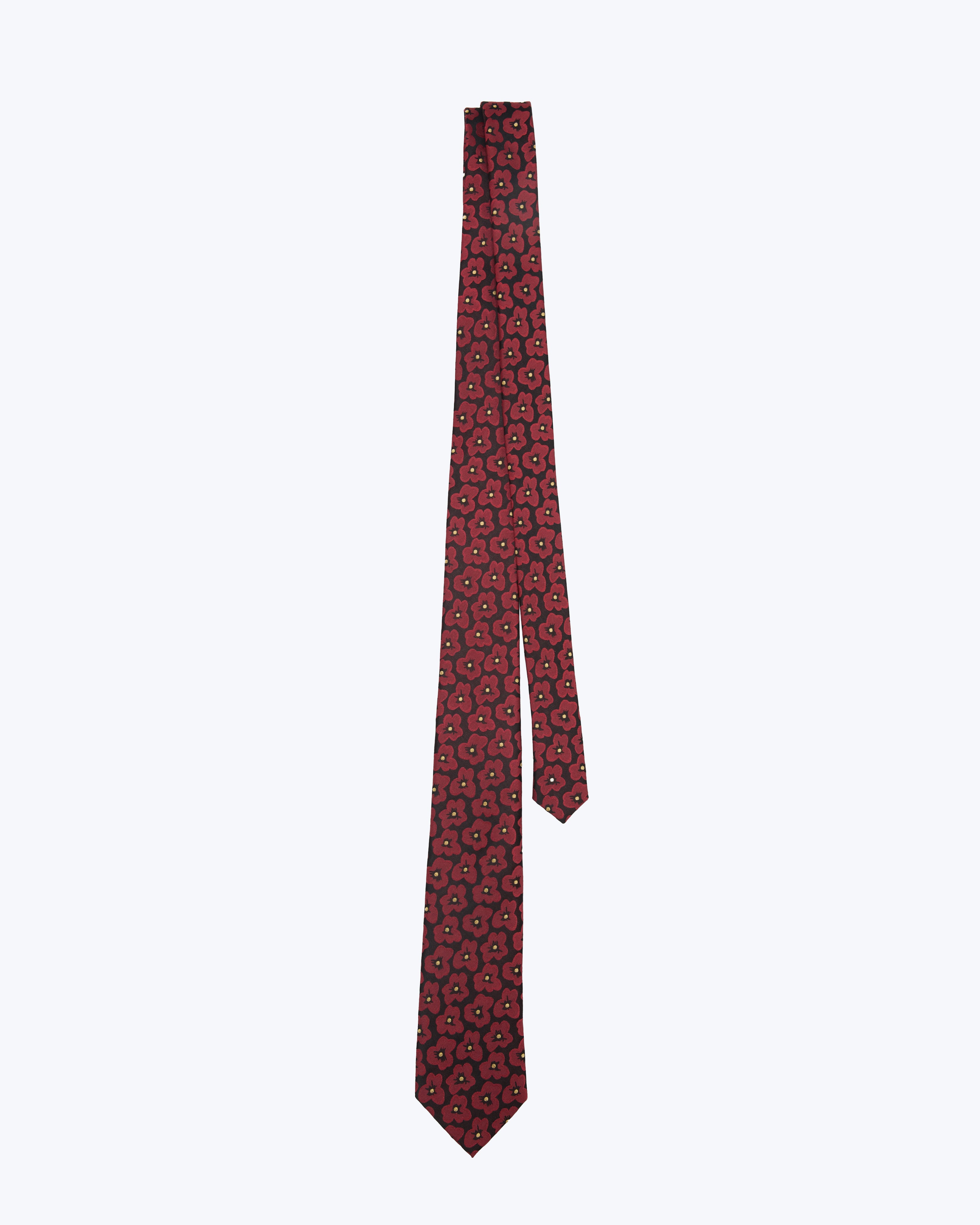 Crimson Bloom Black Silk Tie - KNOTTERY & CO. Silk Tie