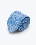 Interlocking Cube Geometric Sky Blue Silk Tie - KNOTTERY & CO. Silk Tie