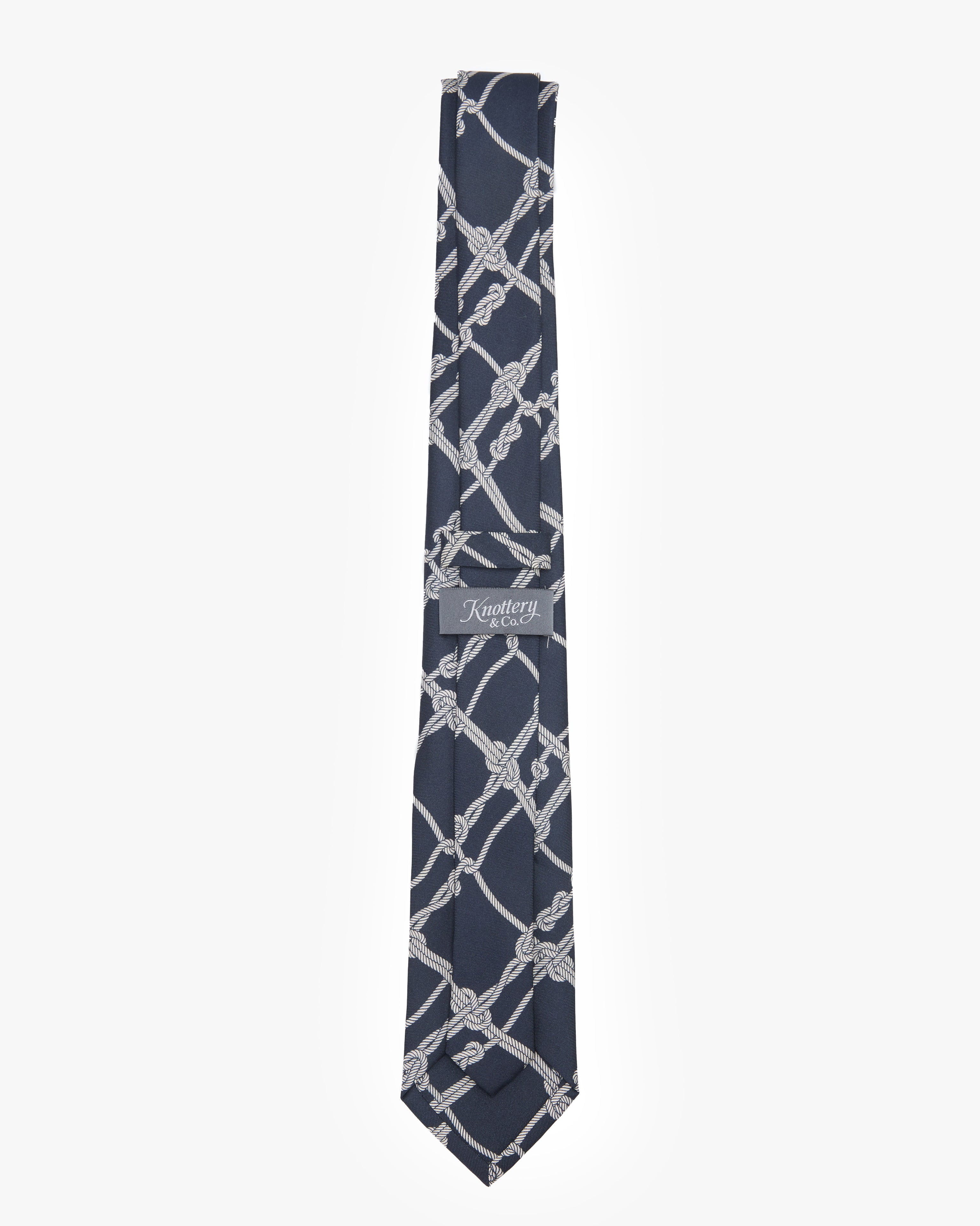 Mariner Knot Navy Silk Tie - KNOTTERY & CO. Silk Tie