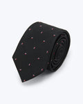 Double Bow Motif Jet Black Silk Tie - KNOTTERY & CO. Silk Tie