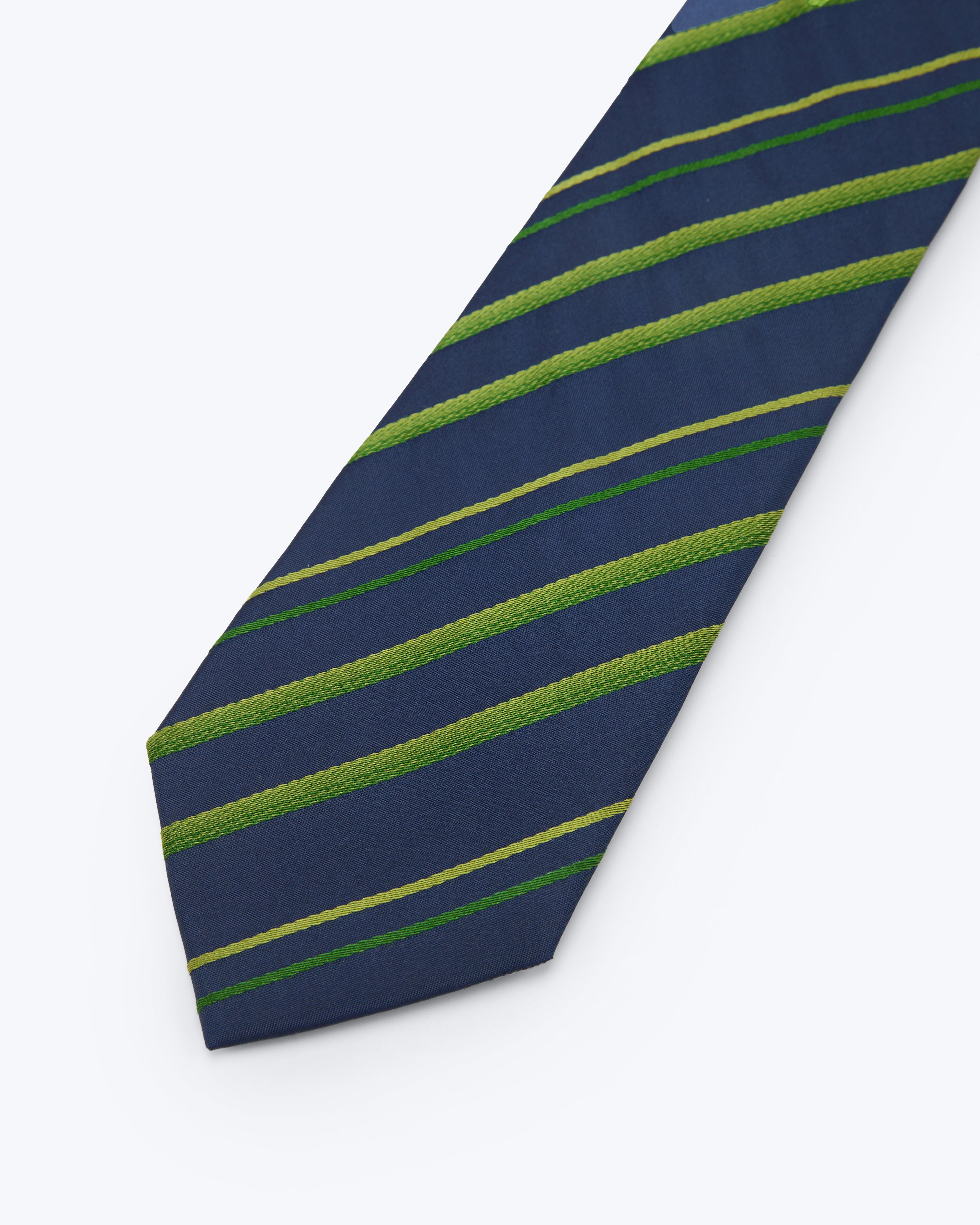 Diagonal Stripe Navy & Ivy Silk Tie - KNOTTERY & CO. Silk Tie