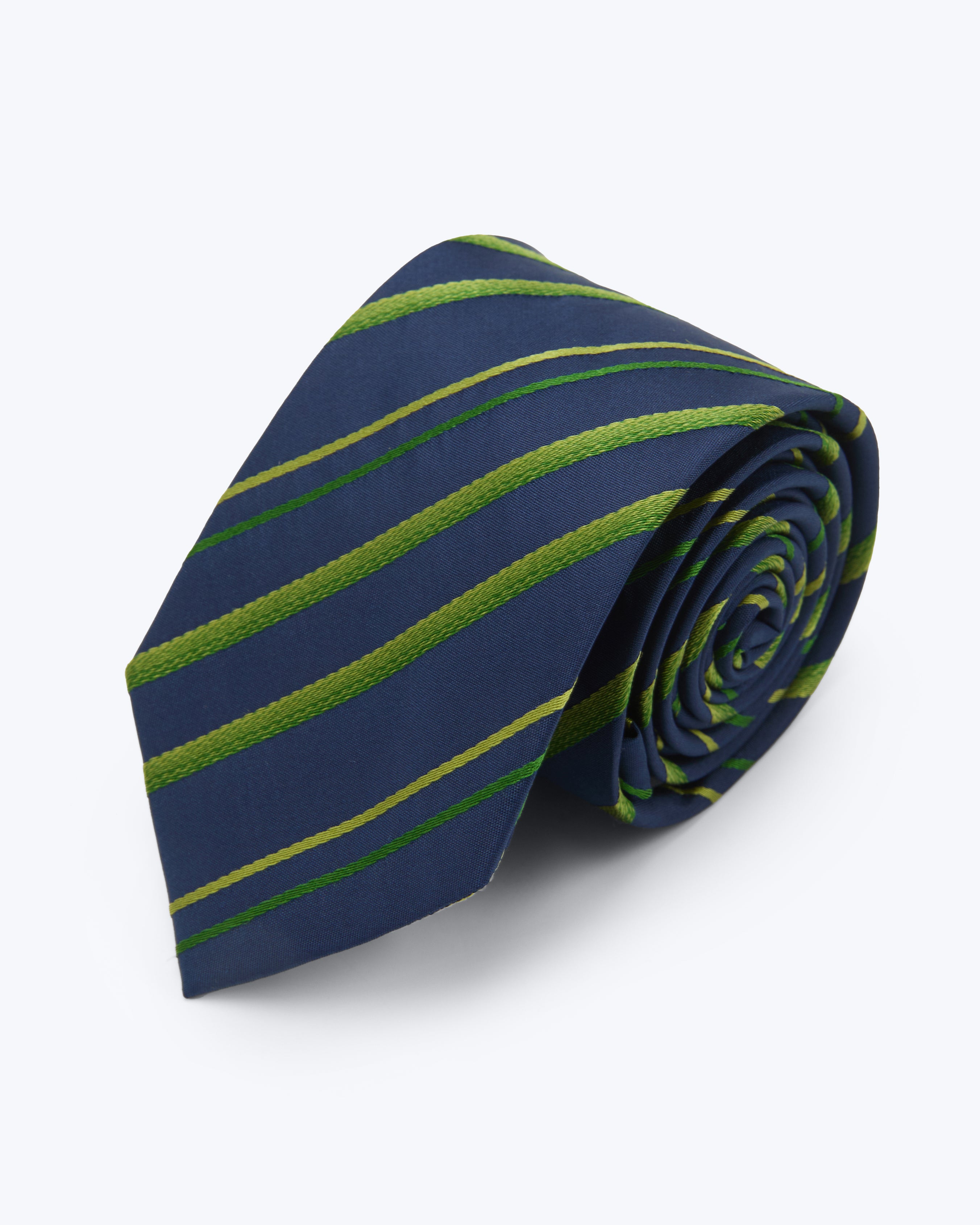Diagonal Stripe Navy & Ivy Silk Tie - KNOTTERY & CO. Silk Tie