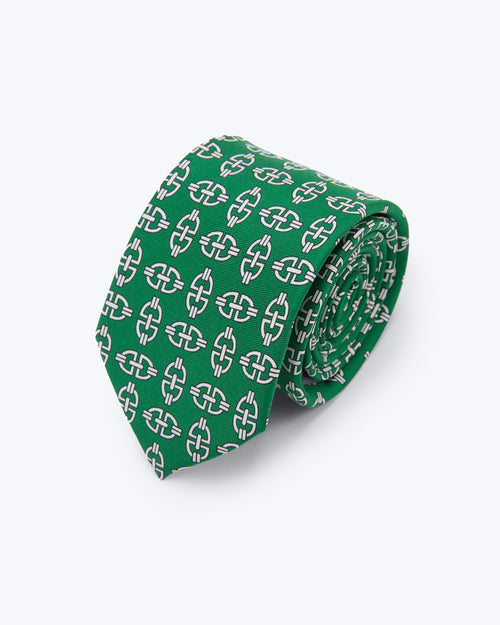 Interlocking Chain Emerald Silk Tie - KNOTTERY & CO. Silk Tie