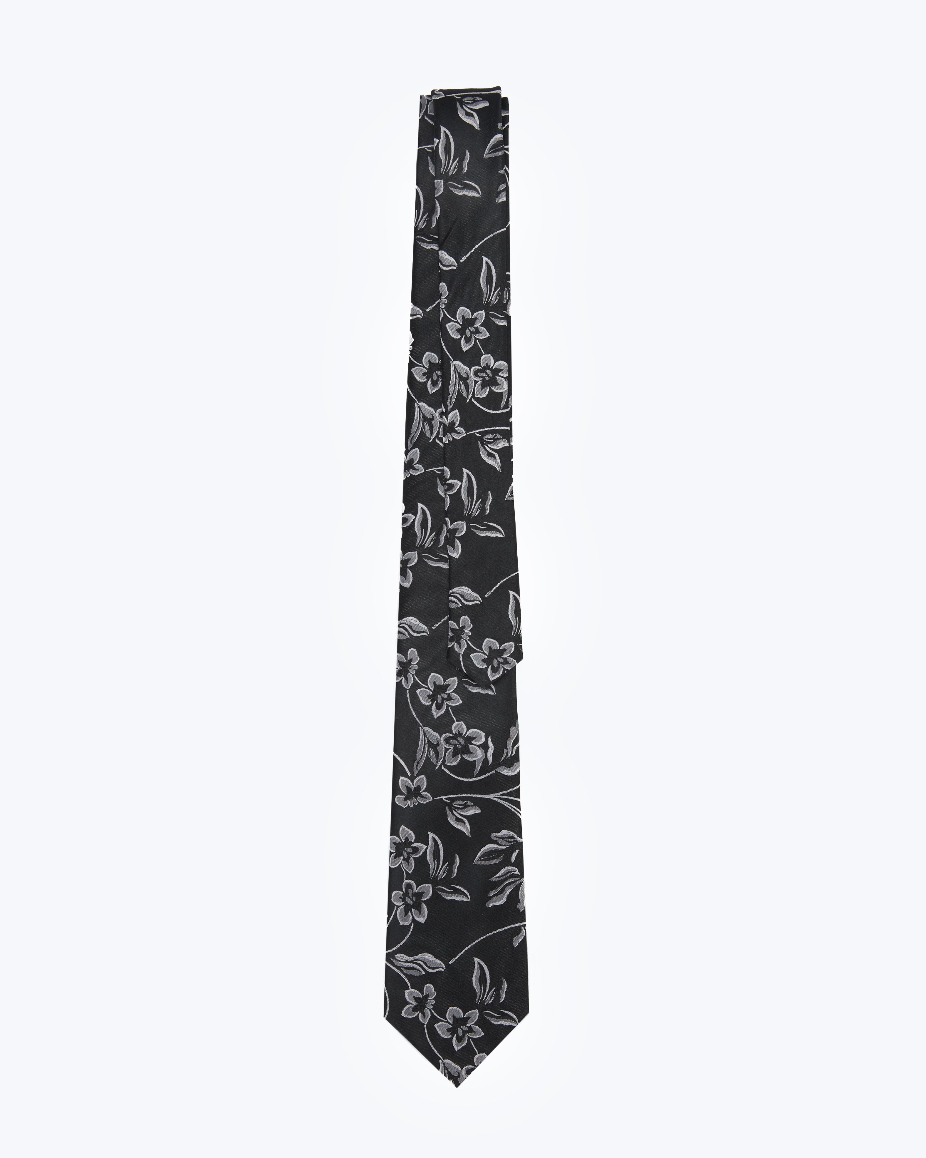 Noir Botanical Shadow Silk Tie - KNOTTERY & CO. Silk Tie
