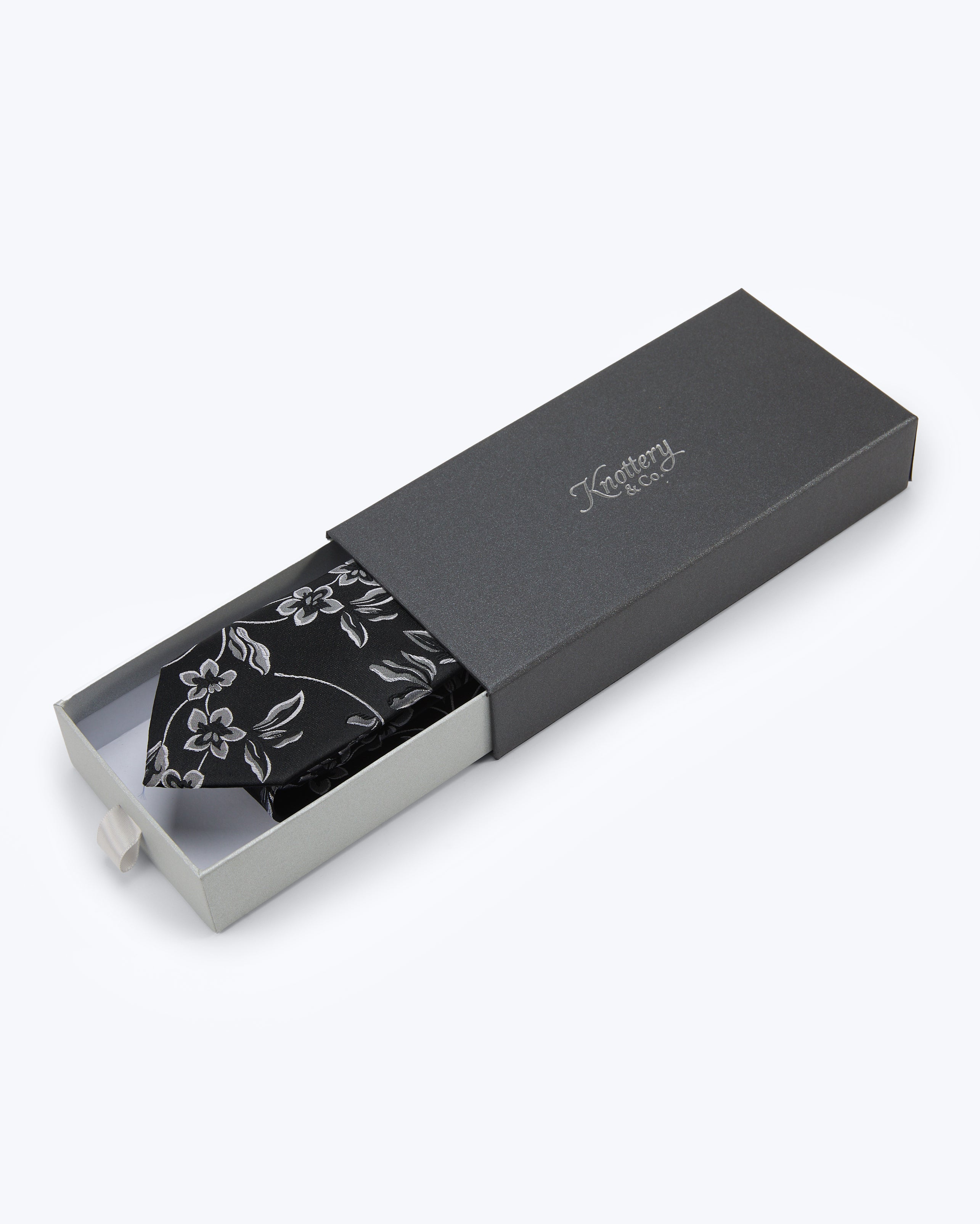 Noir Botanical Shadow Silk Tie - KNOTTERY & CO. Silk Tie