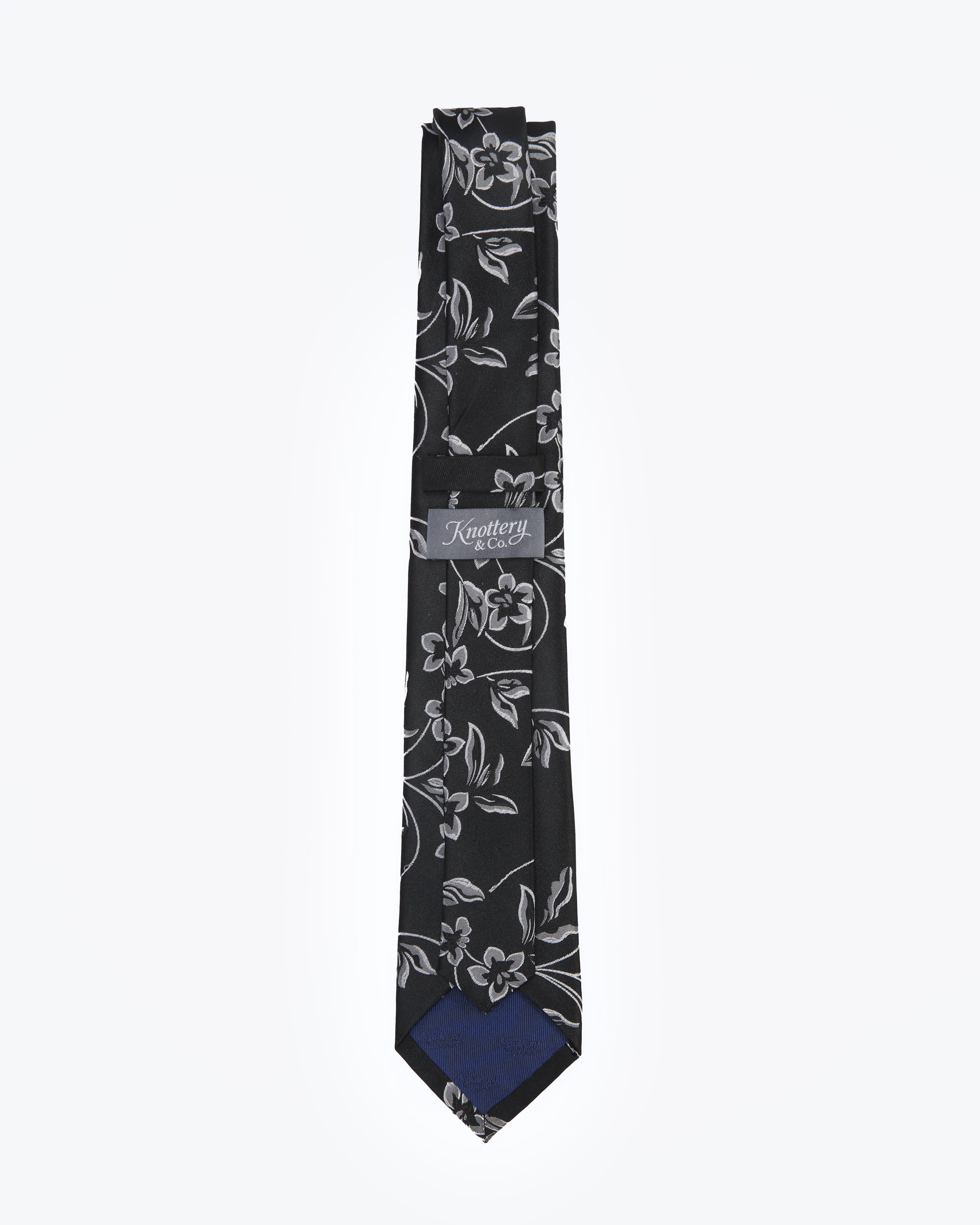 Noir Botanical Shadow Silk Tie - KNOTTERY & CO. Silk Tie