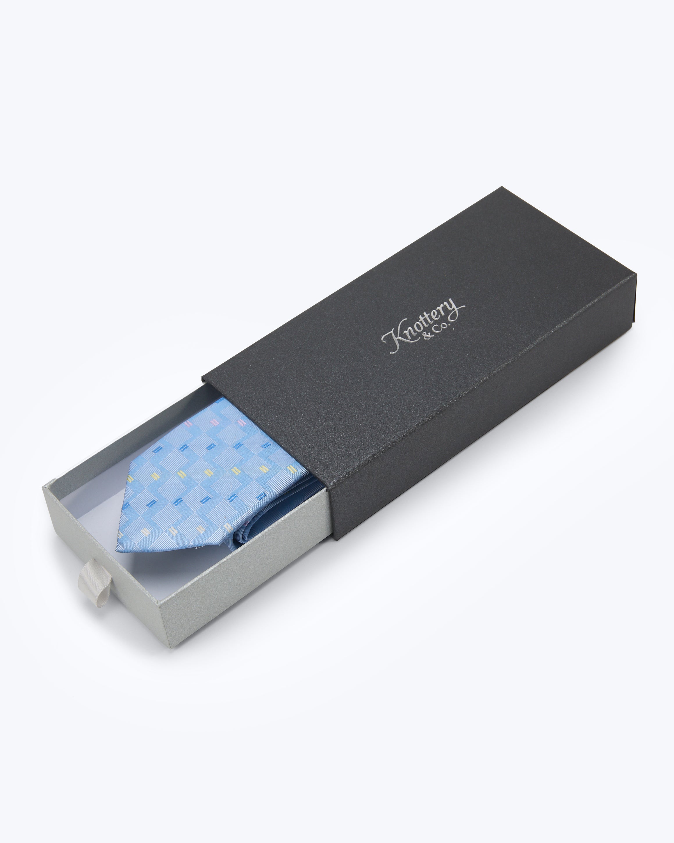 Pastel Block Sky Blue Silk Tie - KNOTTERY & CO. Silk Tie