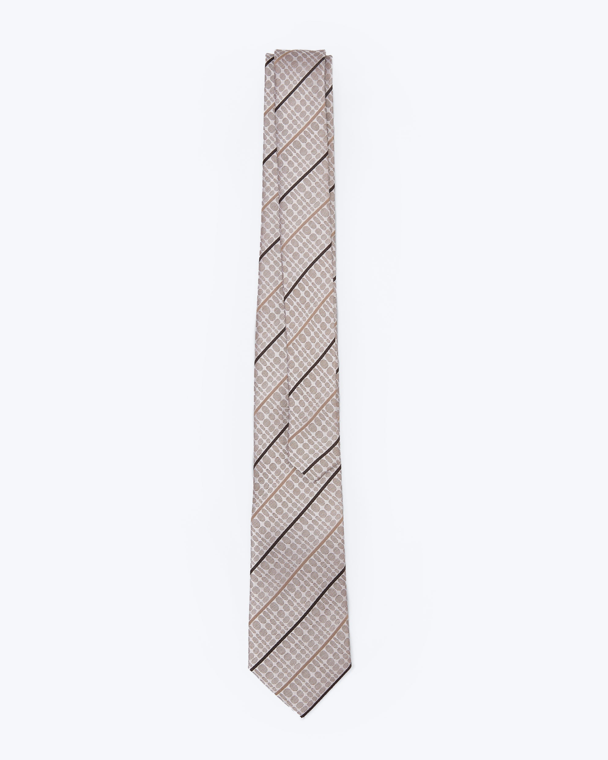 Micro Dot Jacquard Stripe Sand Silk Tie - KNOTTERY & CO. Silk Tie