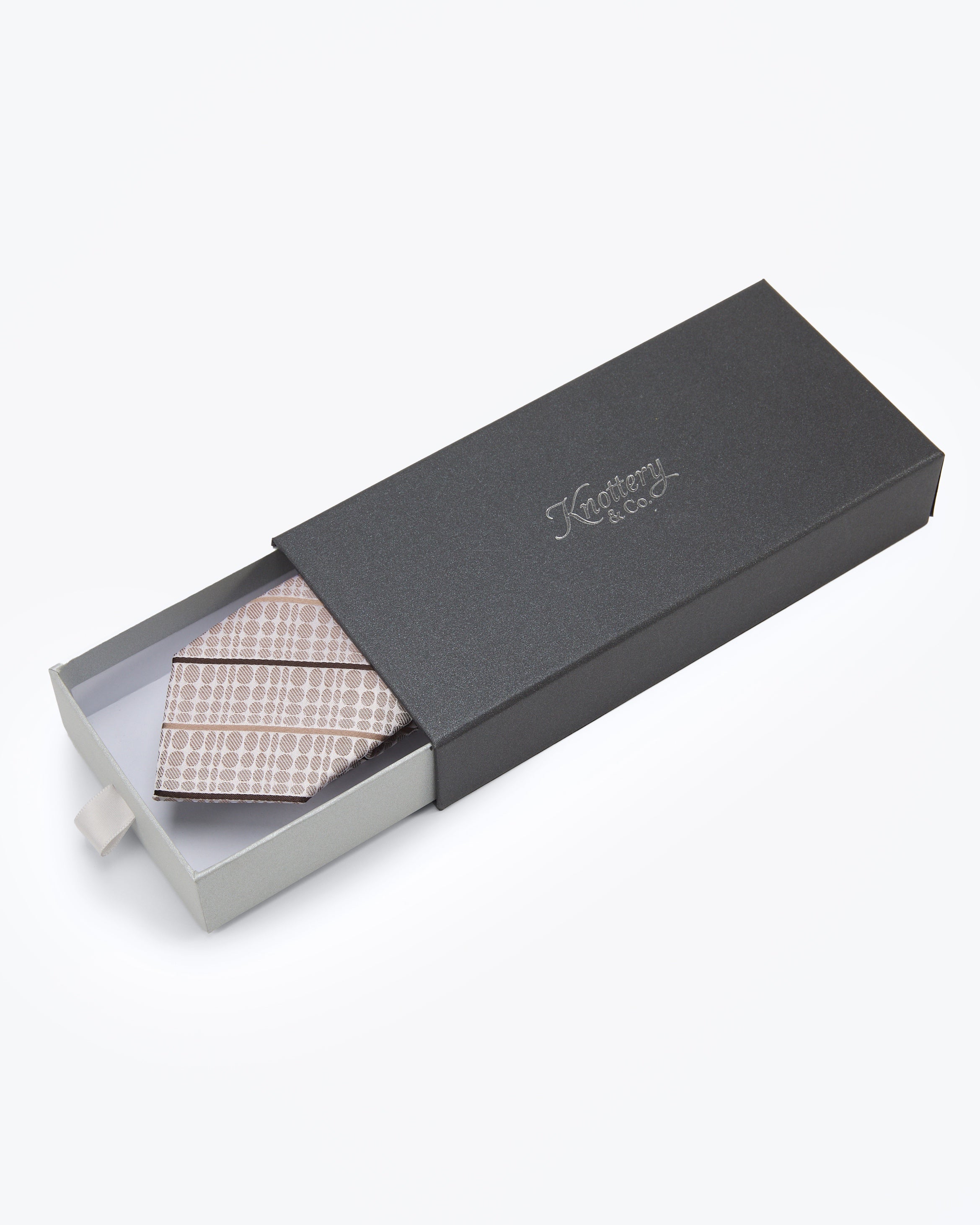 Micro Dot Jacquard Stripe Sand Silk Tie - KNOTTERY & CO. Silk Tie