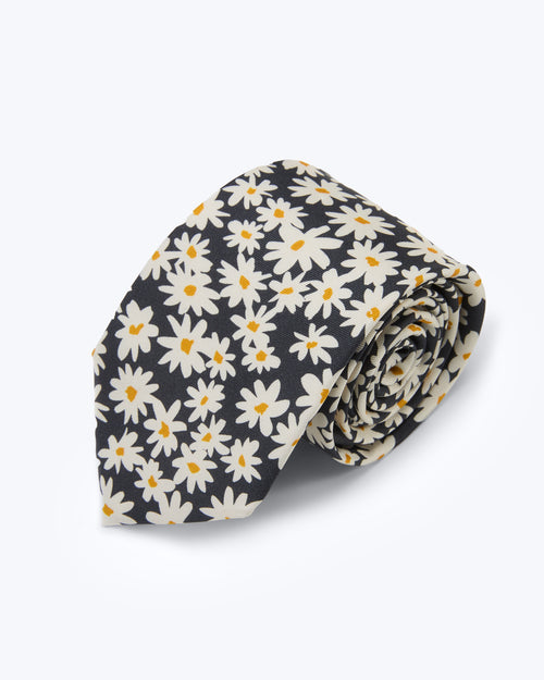 Daisy Floral Midnight Silk Tie - KNOTTERY & CO. Silk Tie