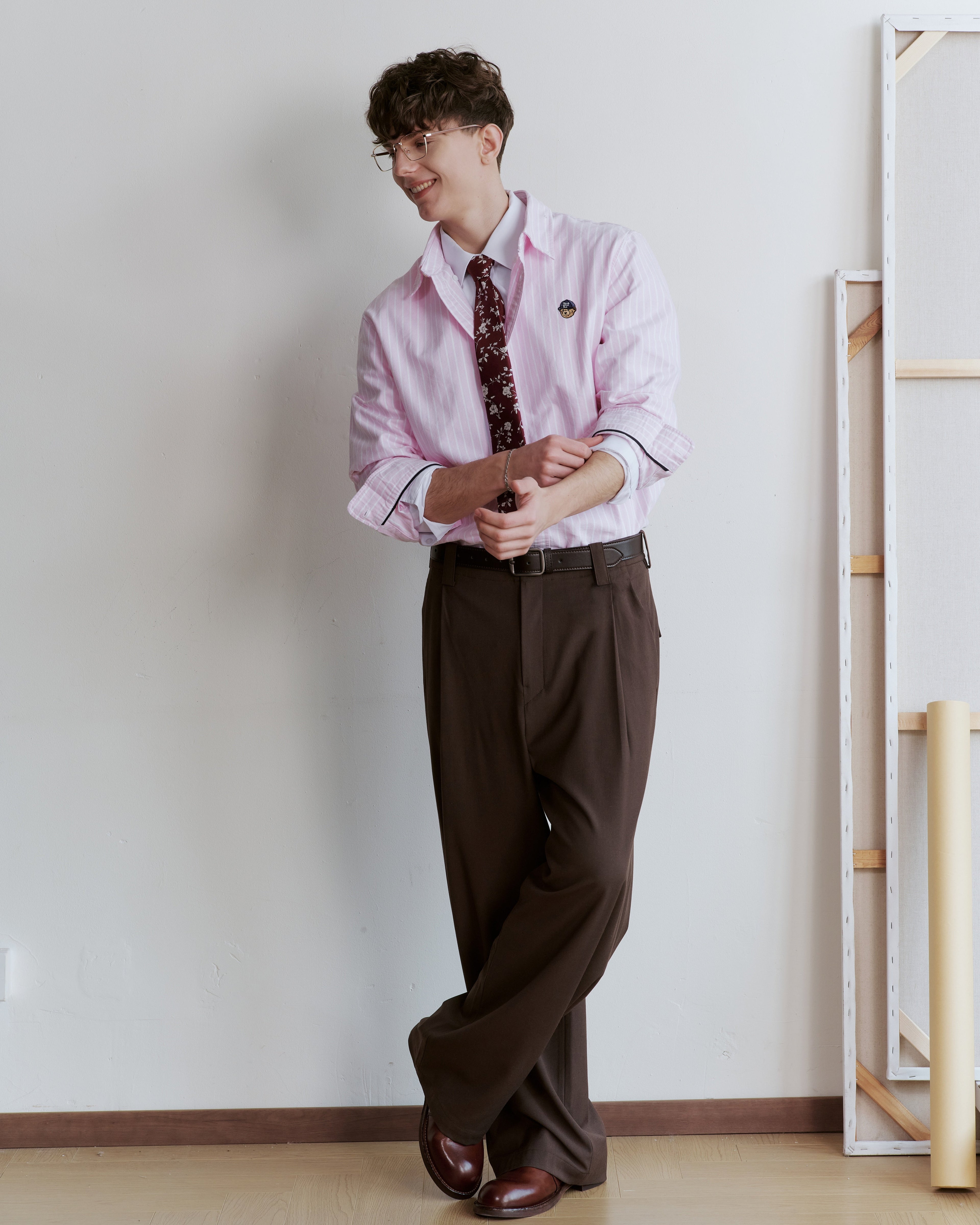 Floral Printed Silk Tie - Burgundy