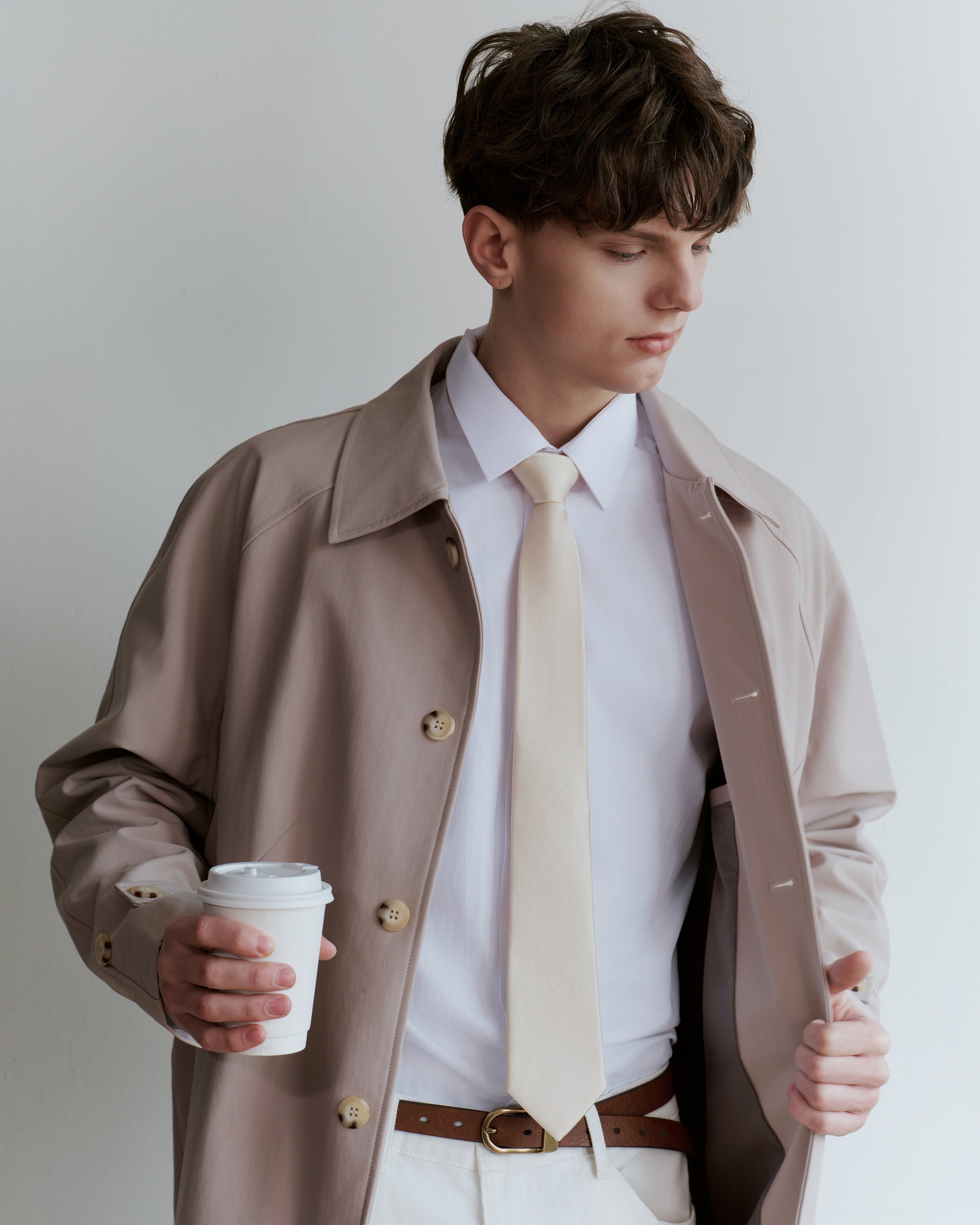 Twill Silk Tie - Beige