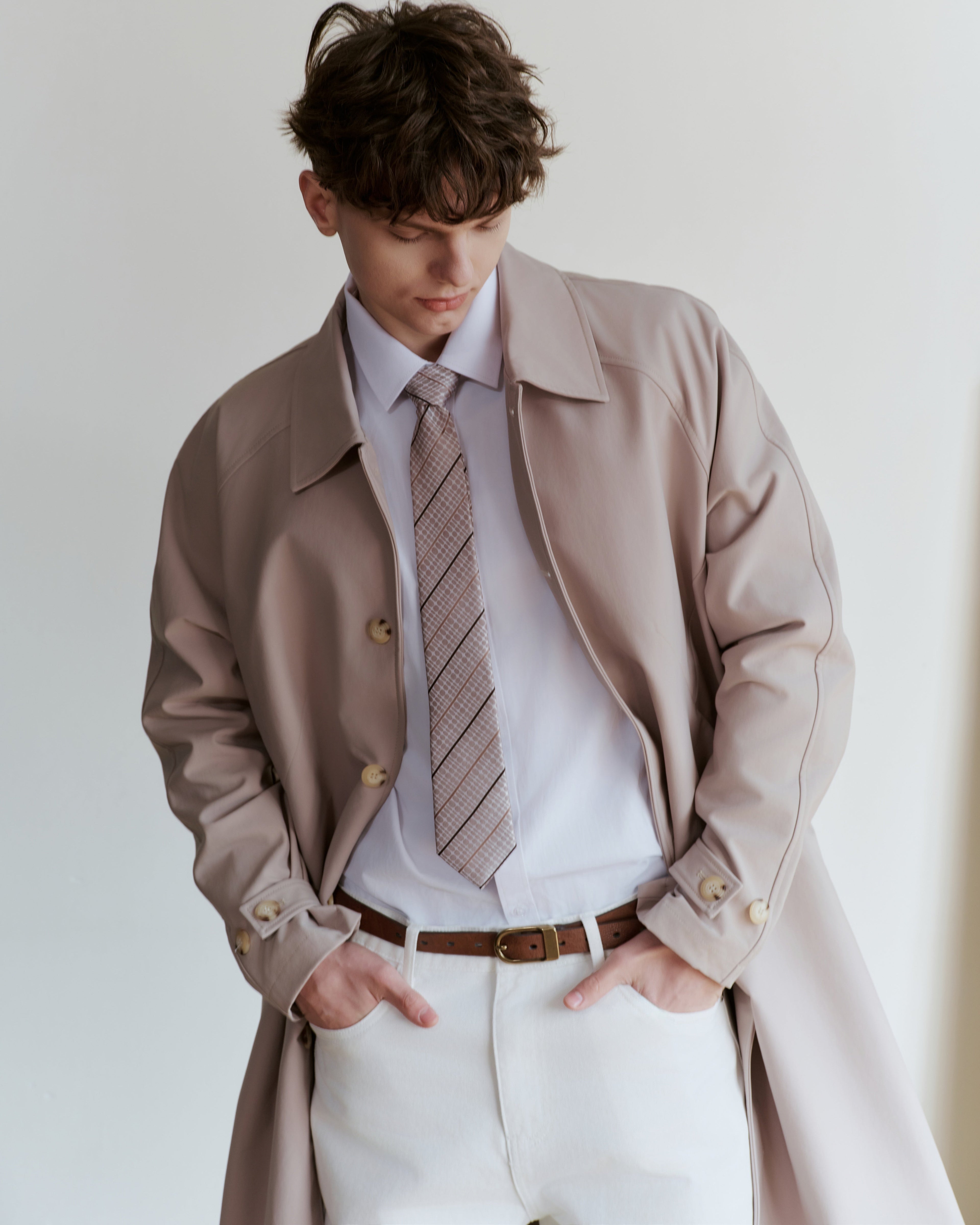 Biscotti Striped Silk Jacquard Tie - Sand