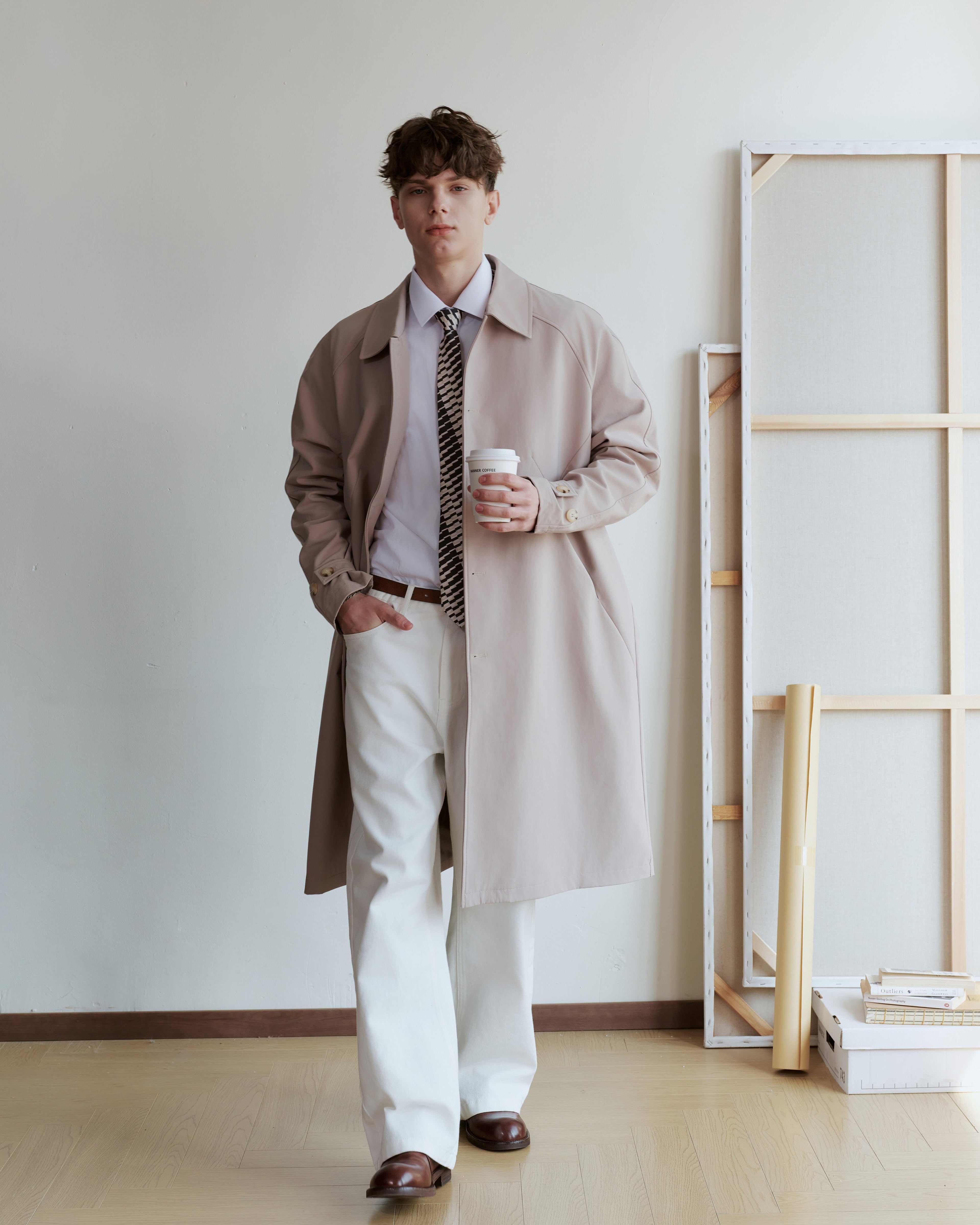 Crescendo Printed Silk Tie - Black & Beige